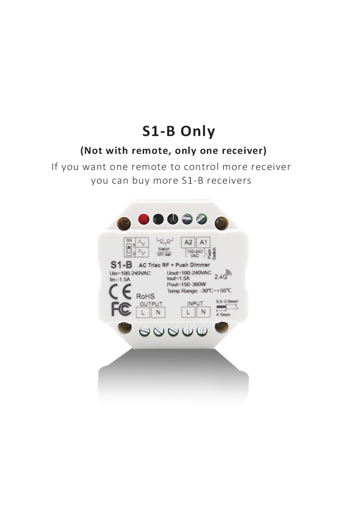 MJJC-S1-b Receiver Only S1-b Led Dimmer 220v 2.4g R11 Rf Wireless Remote Triac Dimmer Ac 230v Push D 1