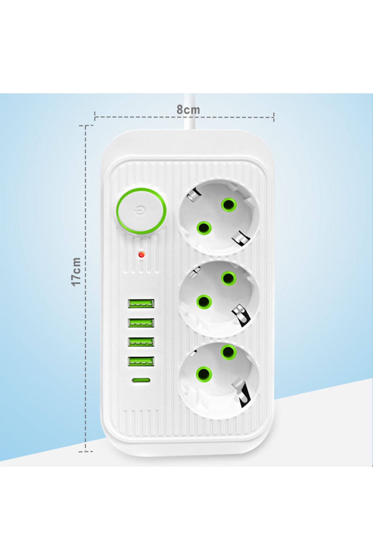Choice-EU 3 White EU Plug 3AC Outlets Multitap Socket 2M Extension Cord Electrical Power Strip With USB Typ 2