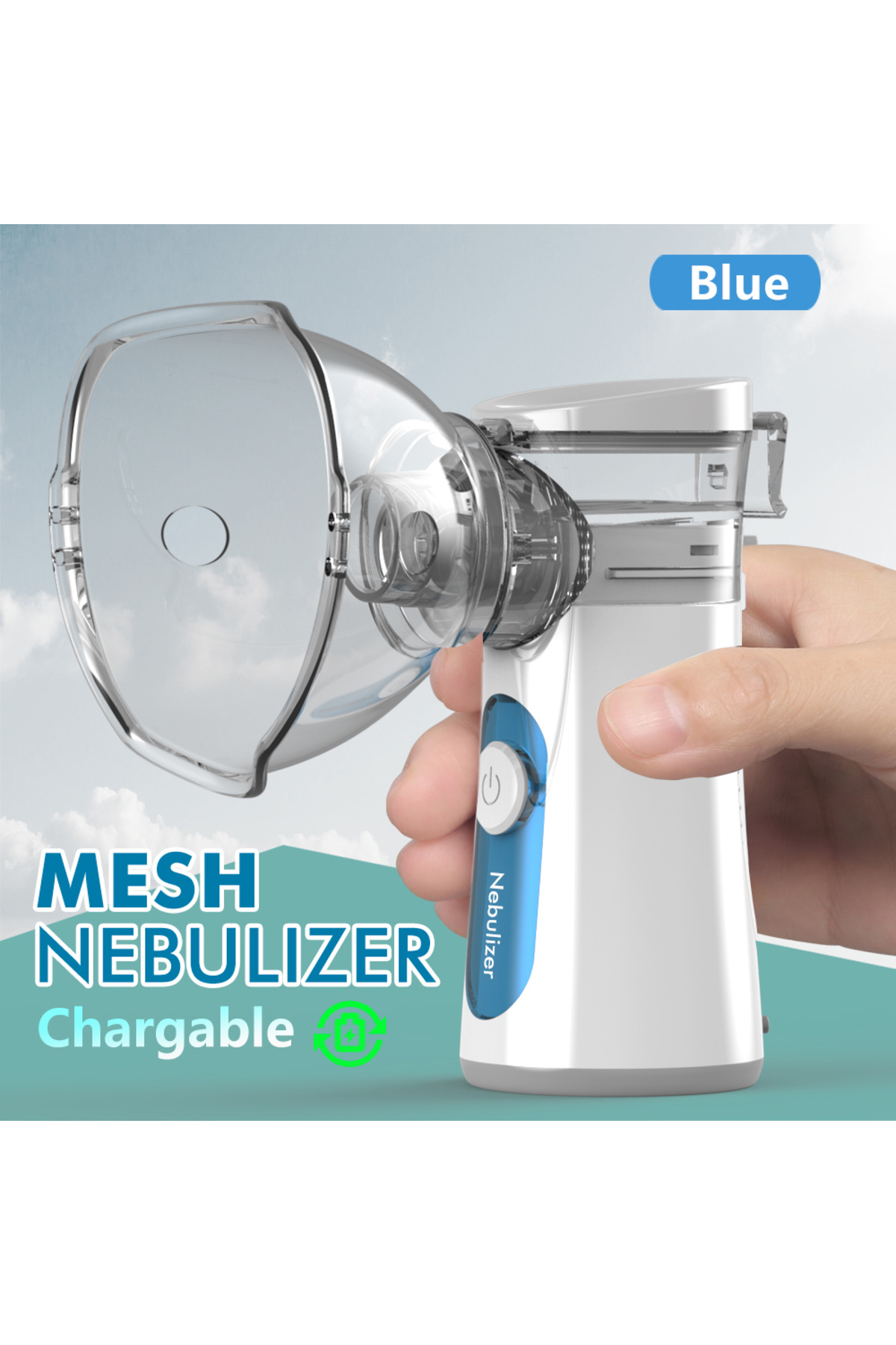 Choice-(491S Charge)Blue Rechargeable Mini Handheld Portable Autoclean Inhale Nebulizer Mesh Atomizer Silen 1