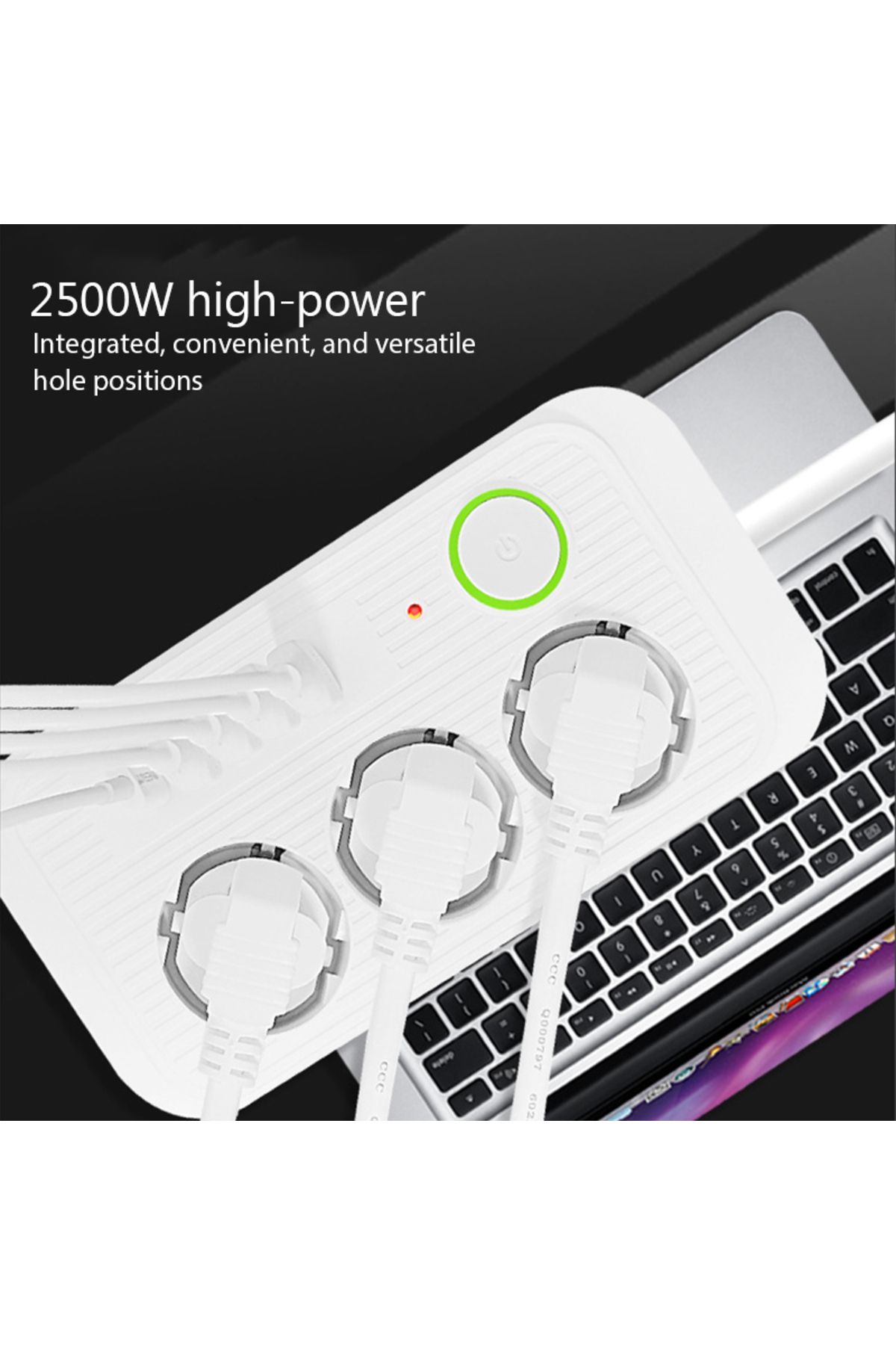 Choice-EU 3 White EU Plug 3AC Outlets Multitap Socket 2M Extension Cord Electrical Power Strip With USB Typ 3