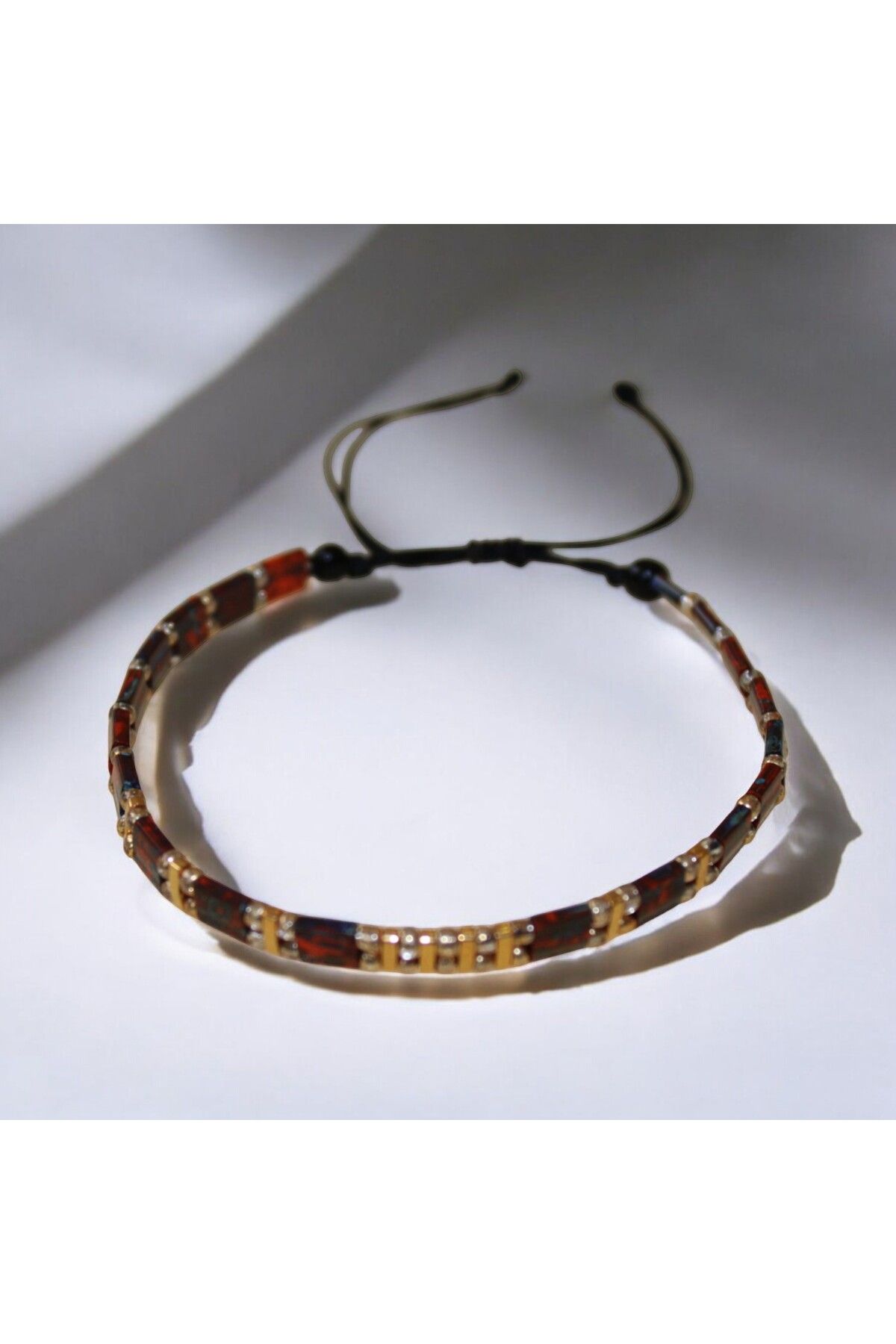 DEHNA-Elegant and Colorful Bracelets Series with Tila Beads - Patterned Red Model 3