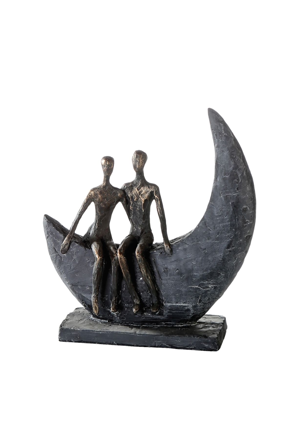 Gilde Gılde Heykel Çift Motifi Sentetik Reçine Gri Bronz Renkli L.8 Cm W.21 Cm H.23 Cm
