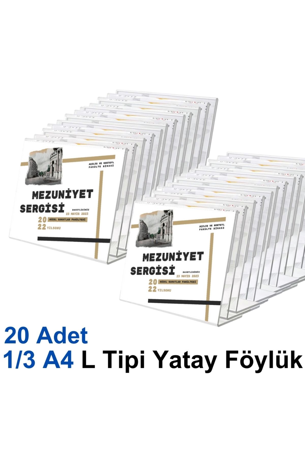 Karlobi 1/3 A4 L Tipi Yatay Föylük - 20 Adet | Şeffaf Föylük | - | Pleksi Dosya |
