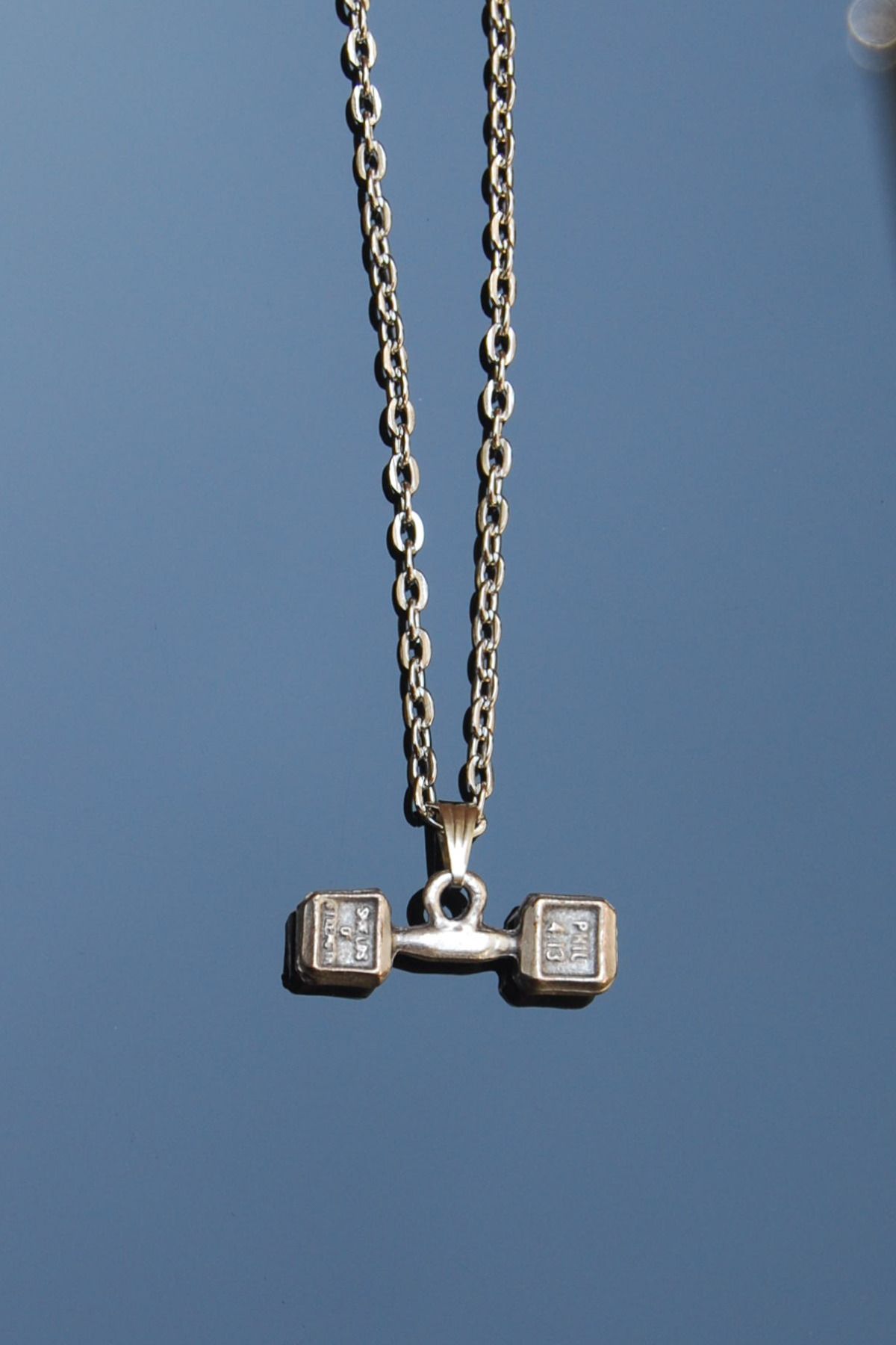 Rua Jewelry Dambıl Sporcu Ağırlık Kolye - Antik Gümüş Kaplama Klasik Zincirli