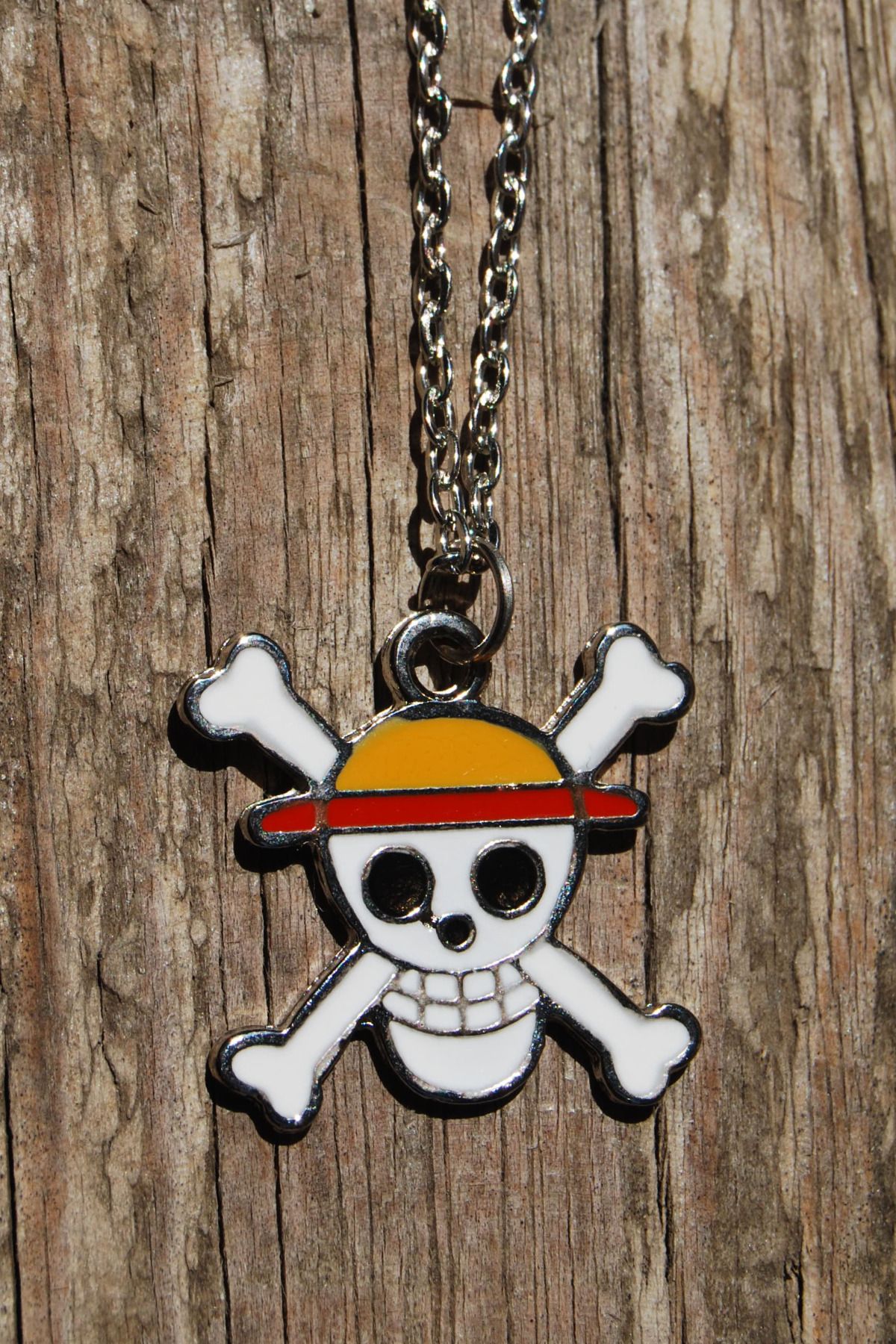 Rua Jewelry One Piece Kurukafa Korsan Luffy Anime Kolye - Mineli Gümüş Renk Klasik Zincirli
