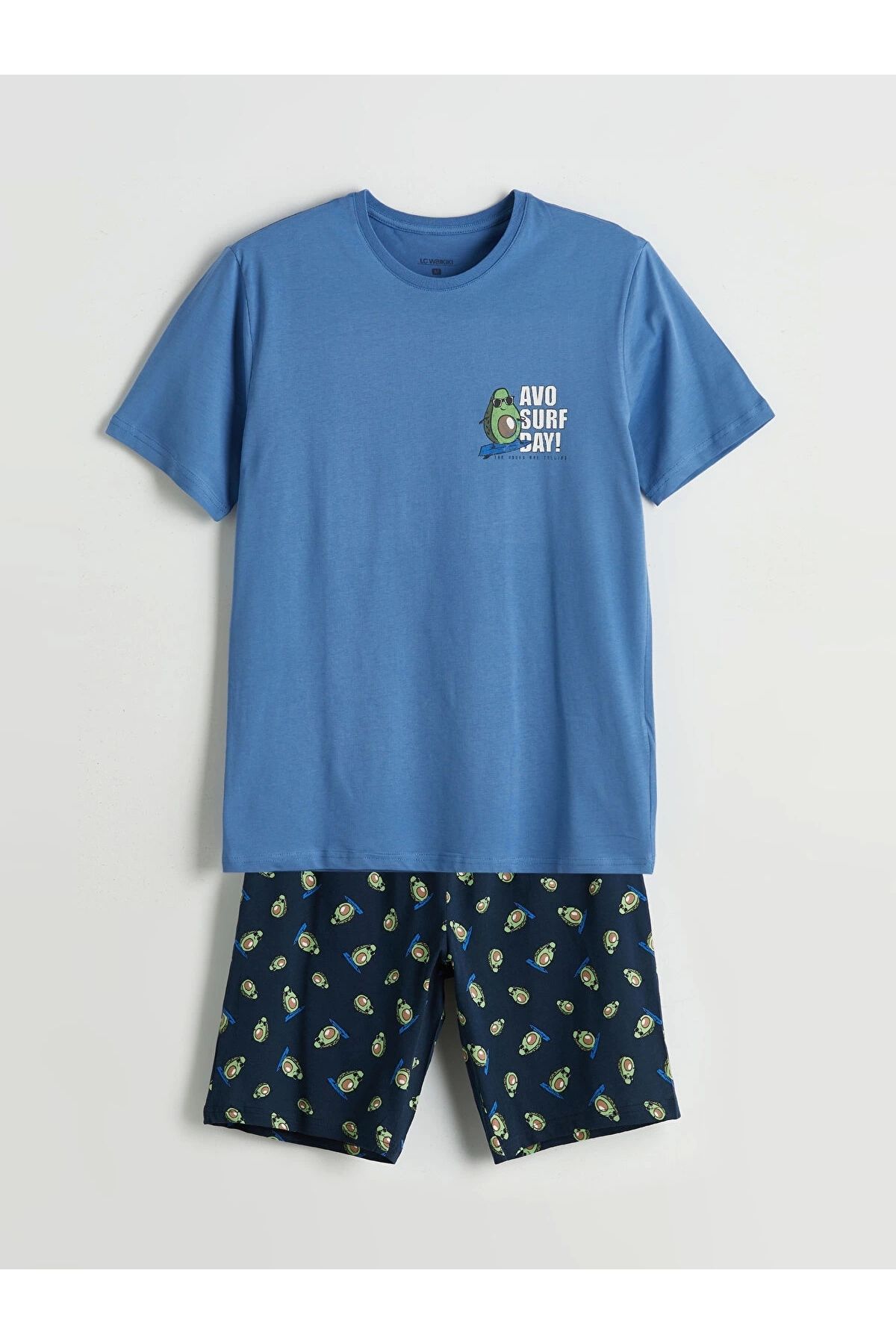 LC Waikiki Mavi Standart Kalıp Erkek Şortlu Pijama Takımı