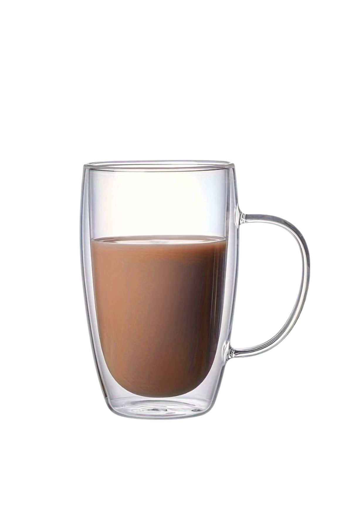 OEM Cana Pentru Cafea, Cu Pereti Dubli, 450 Ml, Transparenta, Dimensiuni: 6 X 14.5 X 7.5 Cm - One Size