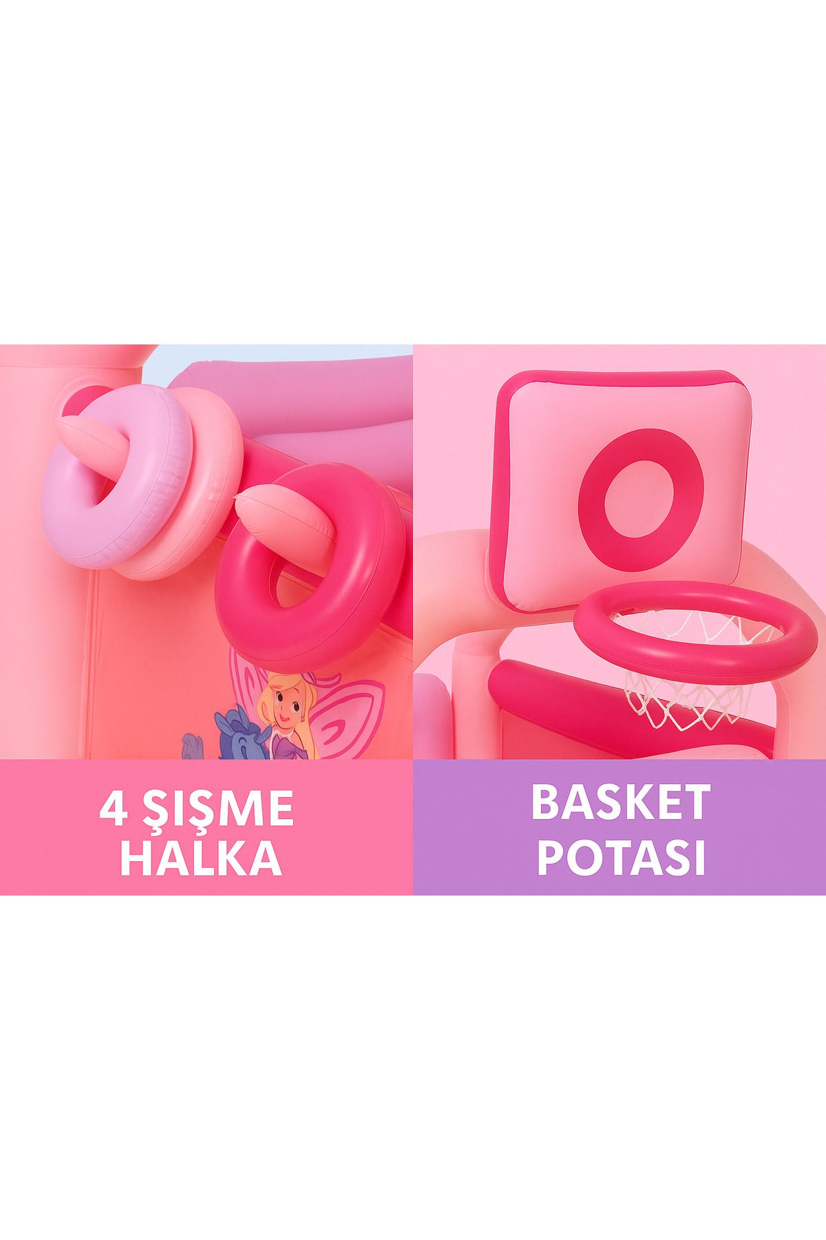 FRTTEKNIK Peri Şatosu Şişme Zıpzıp Oyuncağı – 14 Parça Bahçe Seti (3+ Yaş)