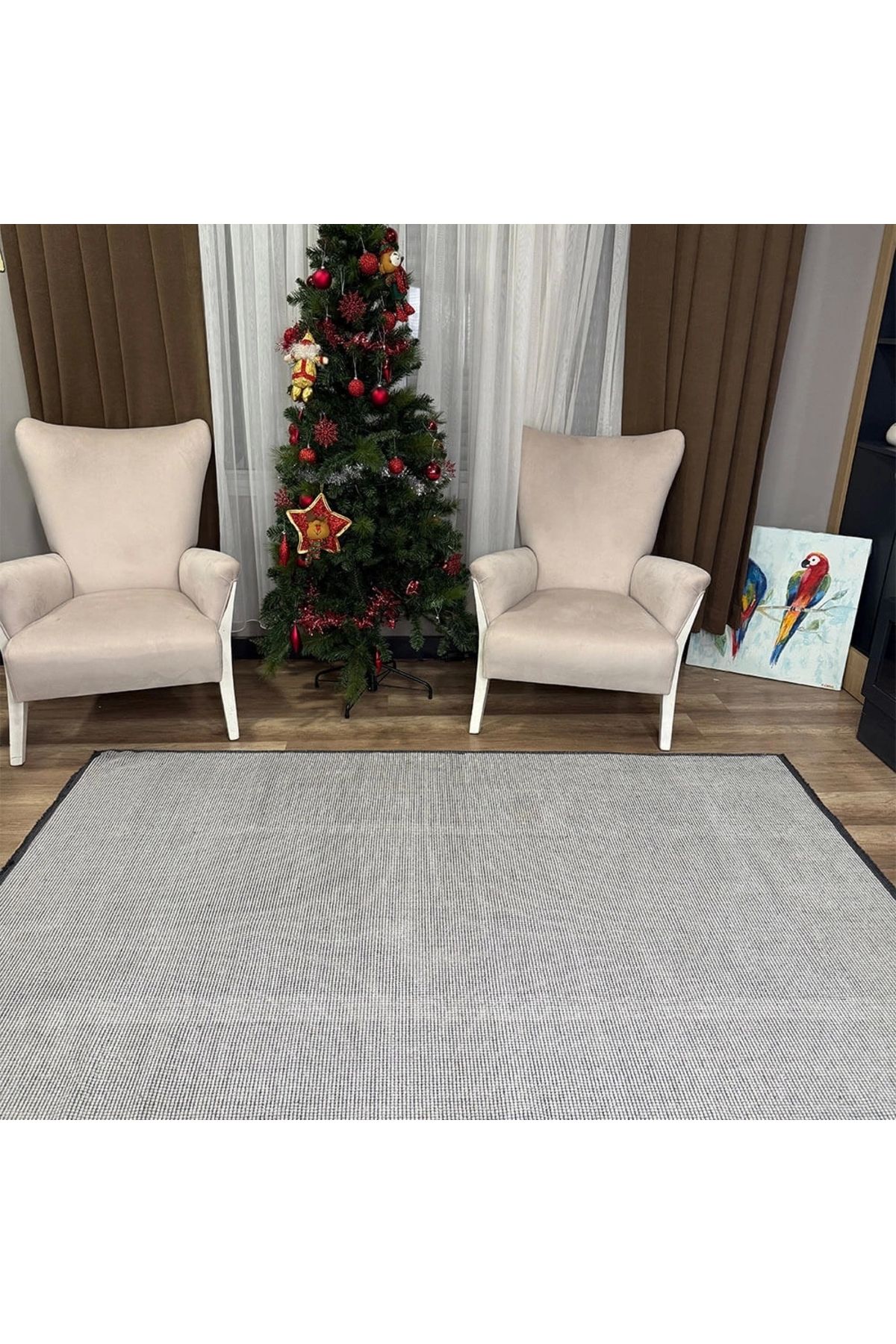 LUXESS HALI Luxess Kilim Cream Hav Toz Vermez Kaymaz Kolay Kullanımlı Yıkanabilir Düz Renk Kilim