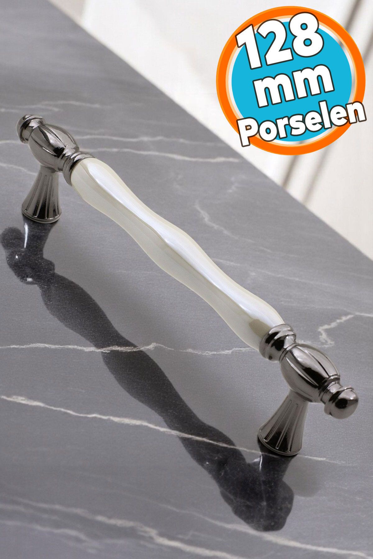 NZB Gerçek Lüks Porselen Mobilya Mutfak Çekmece Dolap Dolabı Kulpu Kulbu (128 MM-12.8 CM) Füme