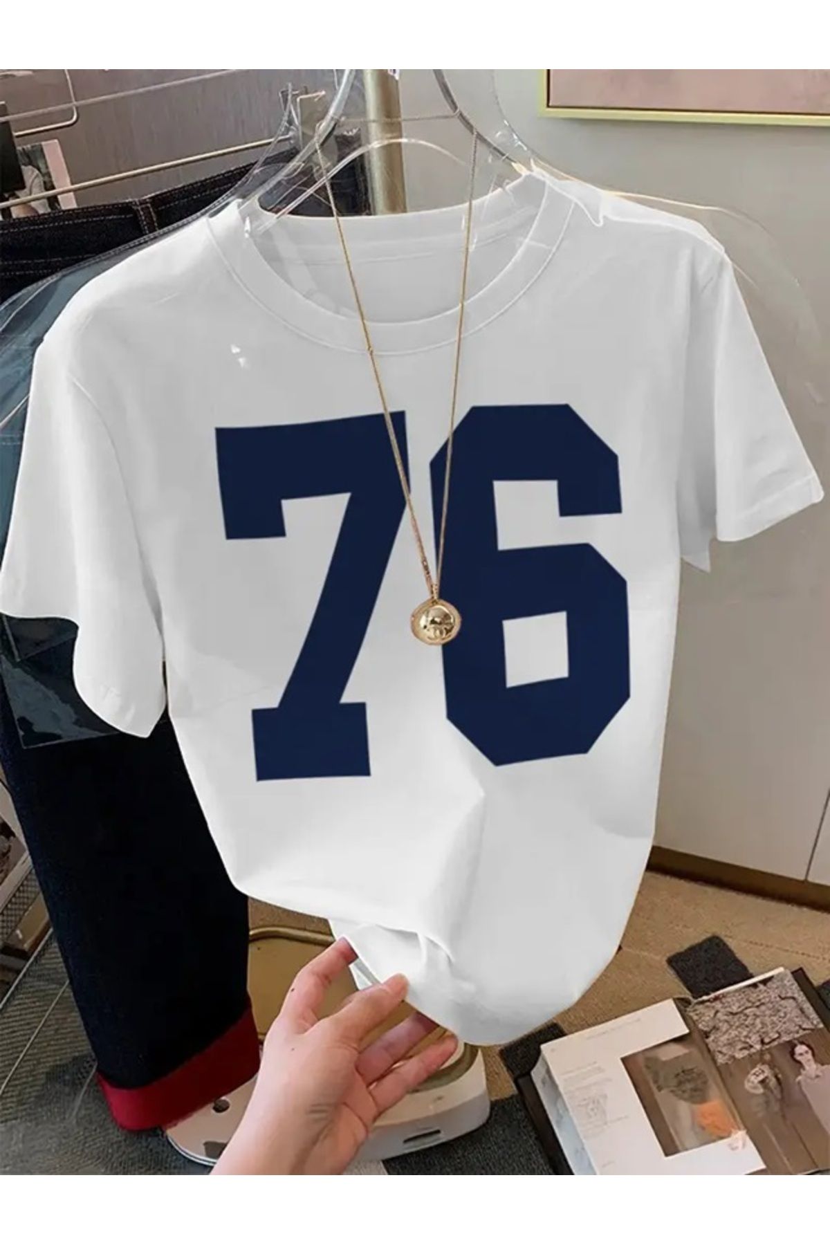 Touz Moda 76 Baskılı Unisex Oversize T-shirt