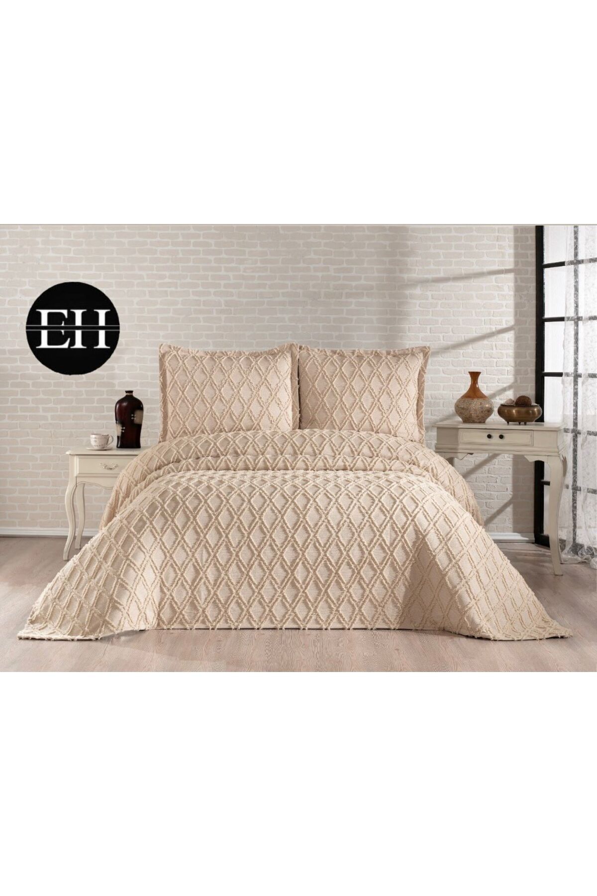 Elvira Home Collection Eh Çİft Kişilik 3 Parça İskandinav Yatak Örtüsü Seti-Yatak Örtüsü Takımı-Pike Takımı Günlük Çeyizlik