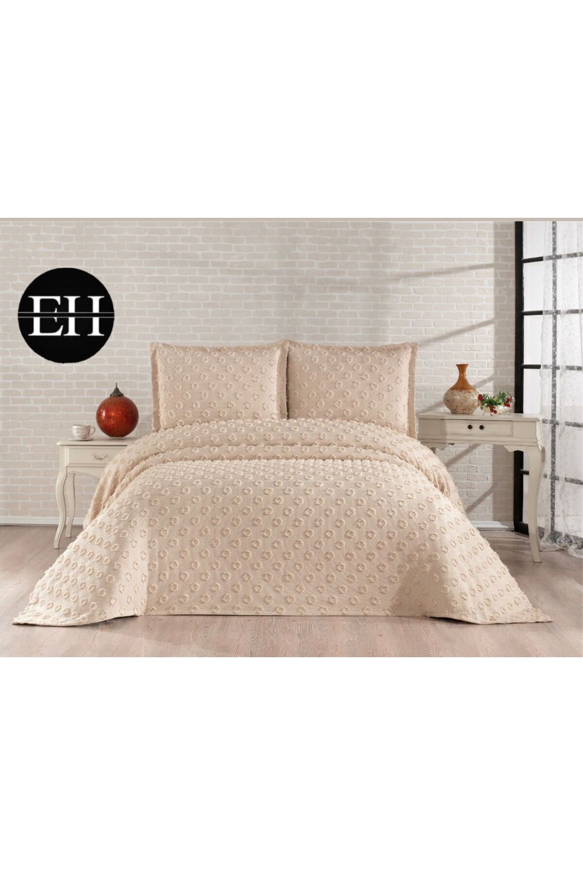 Elvira Home Collection Eh Çİft Kişilik 3 Parça İskandinav Yatak Örtüsü Seti-Yatak Örtüsü Takımı-Pike Takımı Günlük Çeyizlik