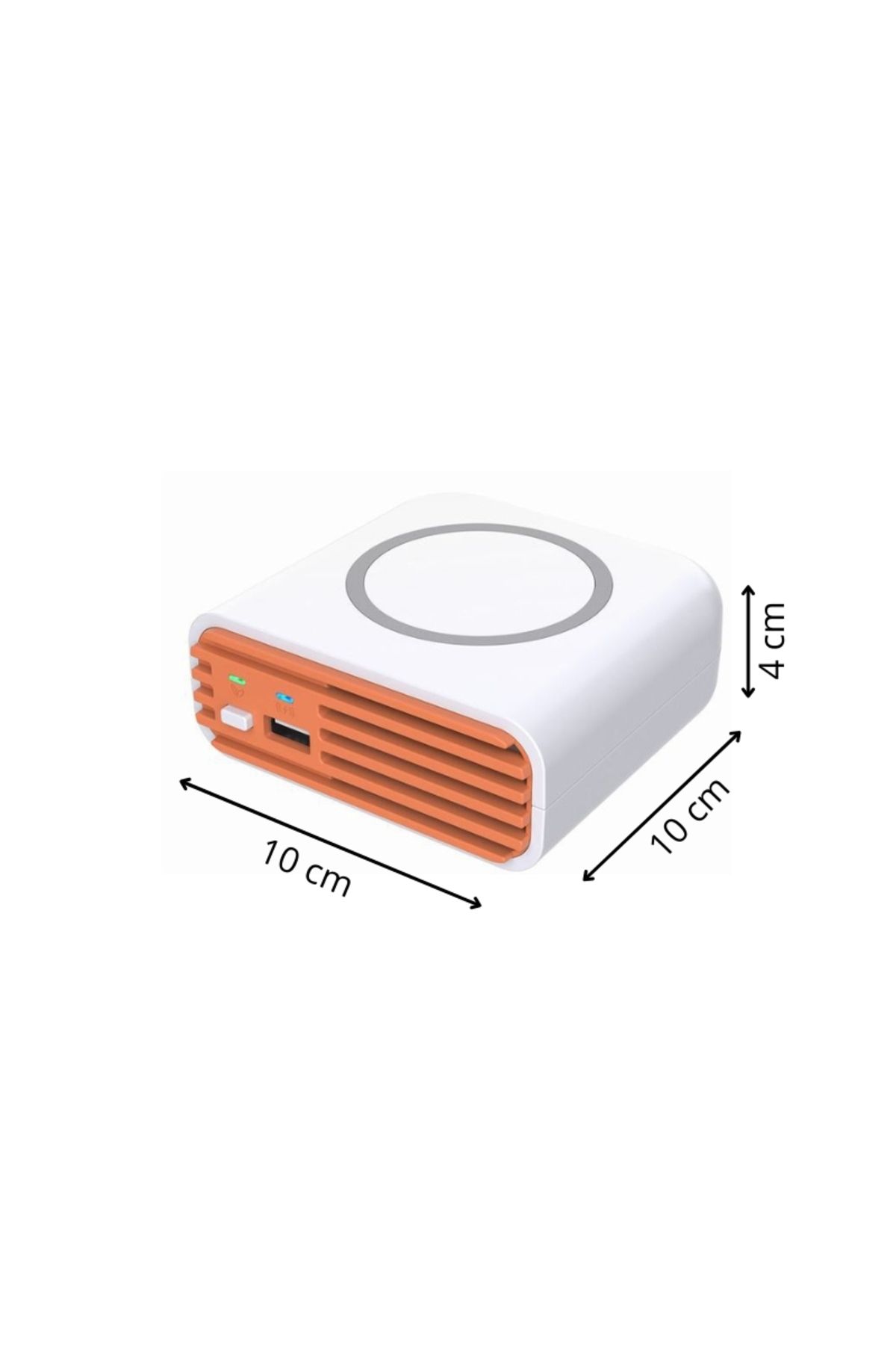 OEM-Purificator de aer wireless 3 in 1, orange, din abs, 10 x 10 x 4 cm, incarcare wireless si prin USB 3
