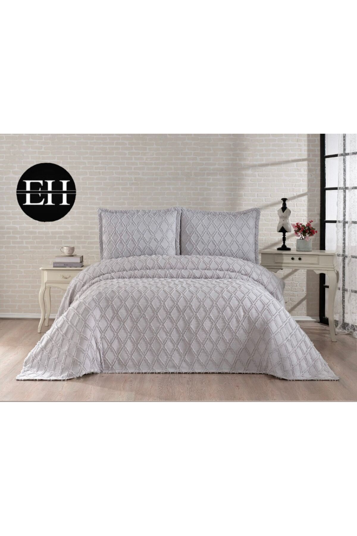 Elvira Home Collection Eh Çİft Kişilik 3 Parça İskandinav Yatak Örtüsü Seti-Yatak Örtüsü Takımı-Pike Takımı Günlük Çeyizlik