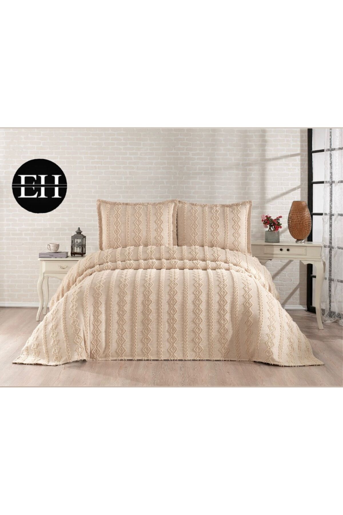 Elvira Home Collection Eh Çİft Kişilik 3 Parça İskandinav Yatak Örtüsü Seti-Yatak Örtüsü Takımı-Pike Takımı Günlük Çeyizlik