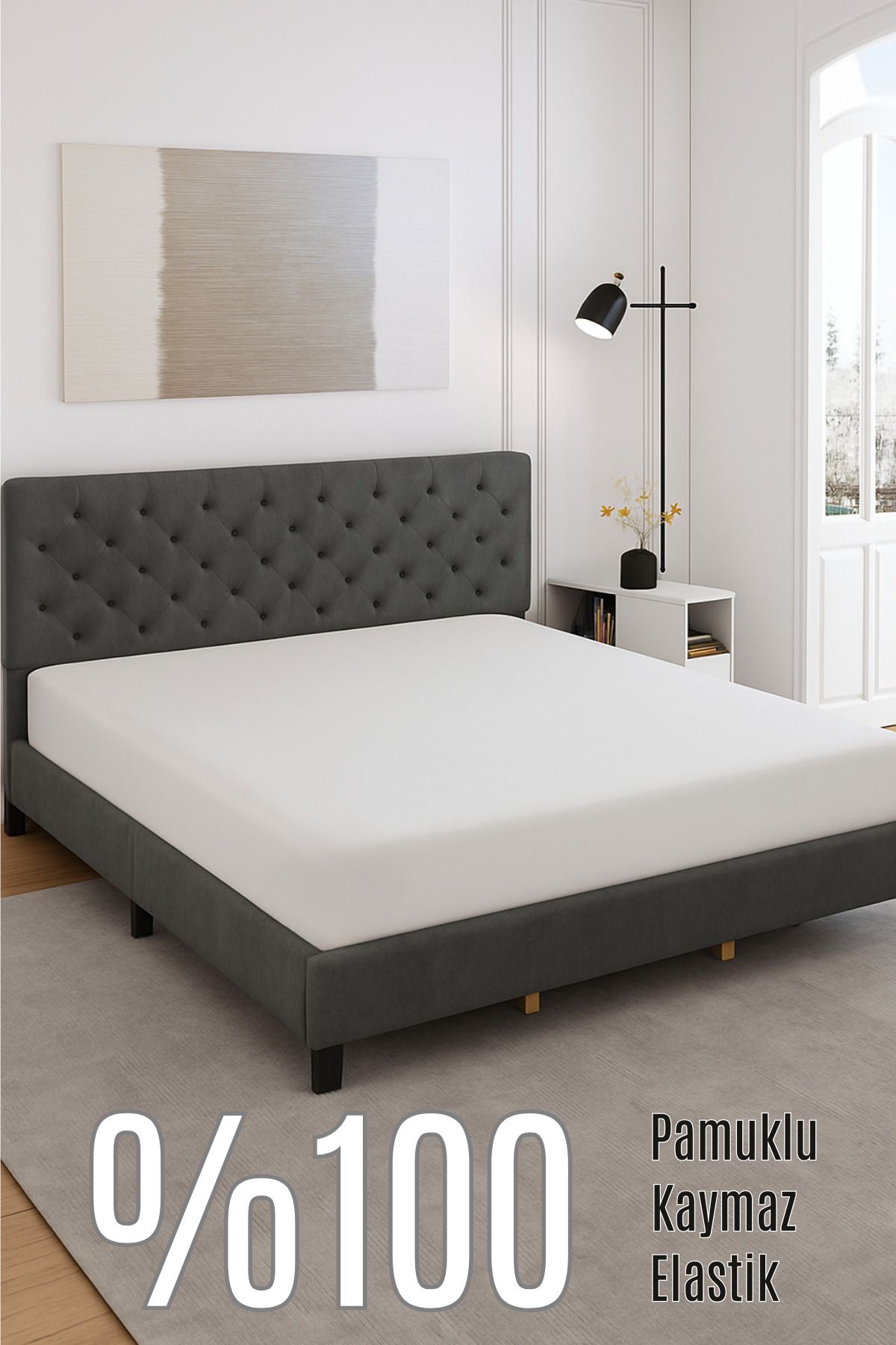 HERAKLEIA HOME TEXTILE Jersey %100 Pamuk - Beyaz Lastikli Çarşaf | Kaymaz,Terletmez,Yumuşak Dokulu Penye Tek/Çift Kişilik