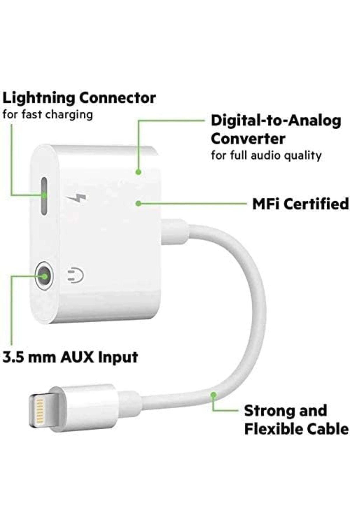 Generic-2-in-1 Headphone Adapter with Lightning to 3.5mm AUX Splitter for iPhone and iOS Devices 4