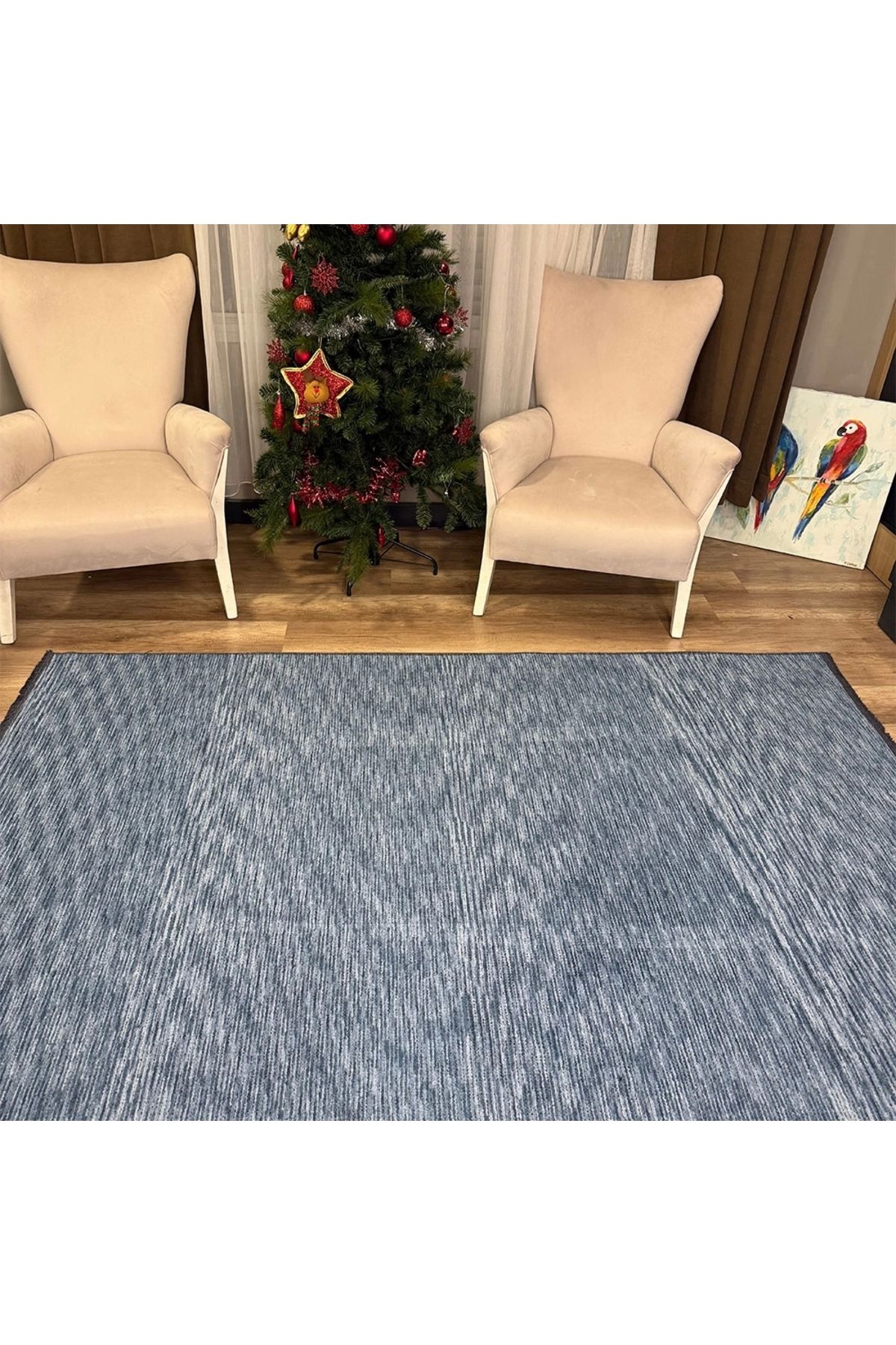 LUXESS HALI Luxess Kilim Blue Hav Toz Vermez Kaymaz Kolay Kullanımlı Yıkanabilir Düz Renk Kilim