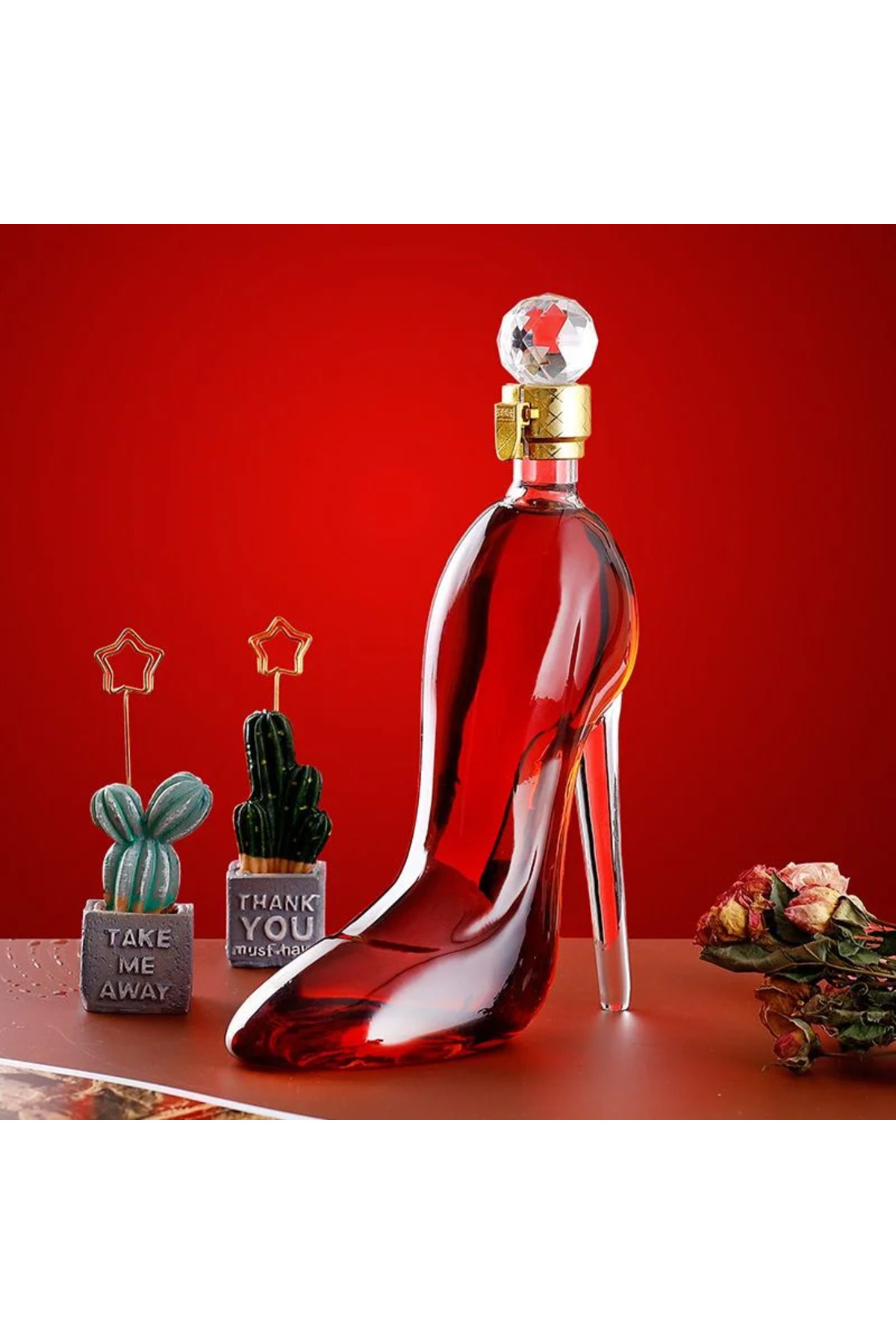 OEM Decantor Sticla Forma Pantof Stiletto, 750 Ml, Elegant Pentru Vin Si Whisky - One Size