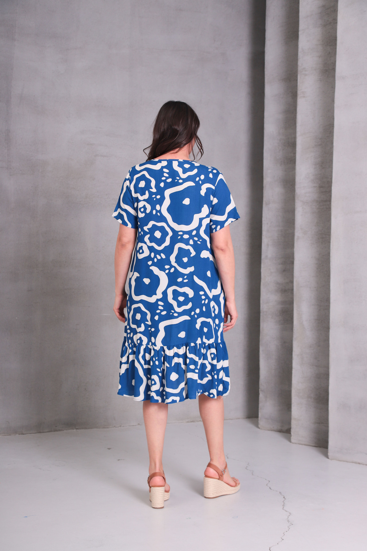 Şans-Women's Plus Size Saks, Crew Neck, Short Sleeve Print Pocket Dress 65N38975 4