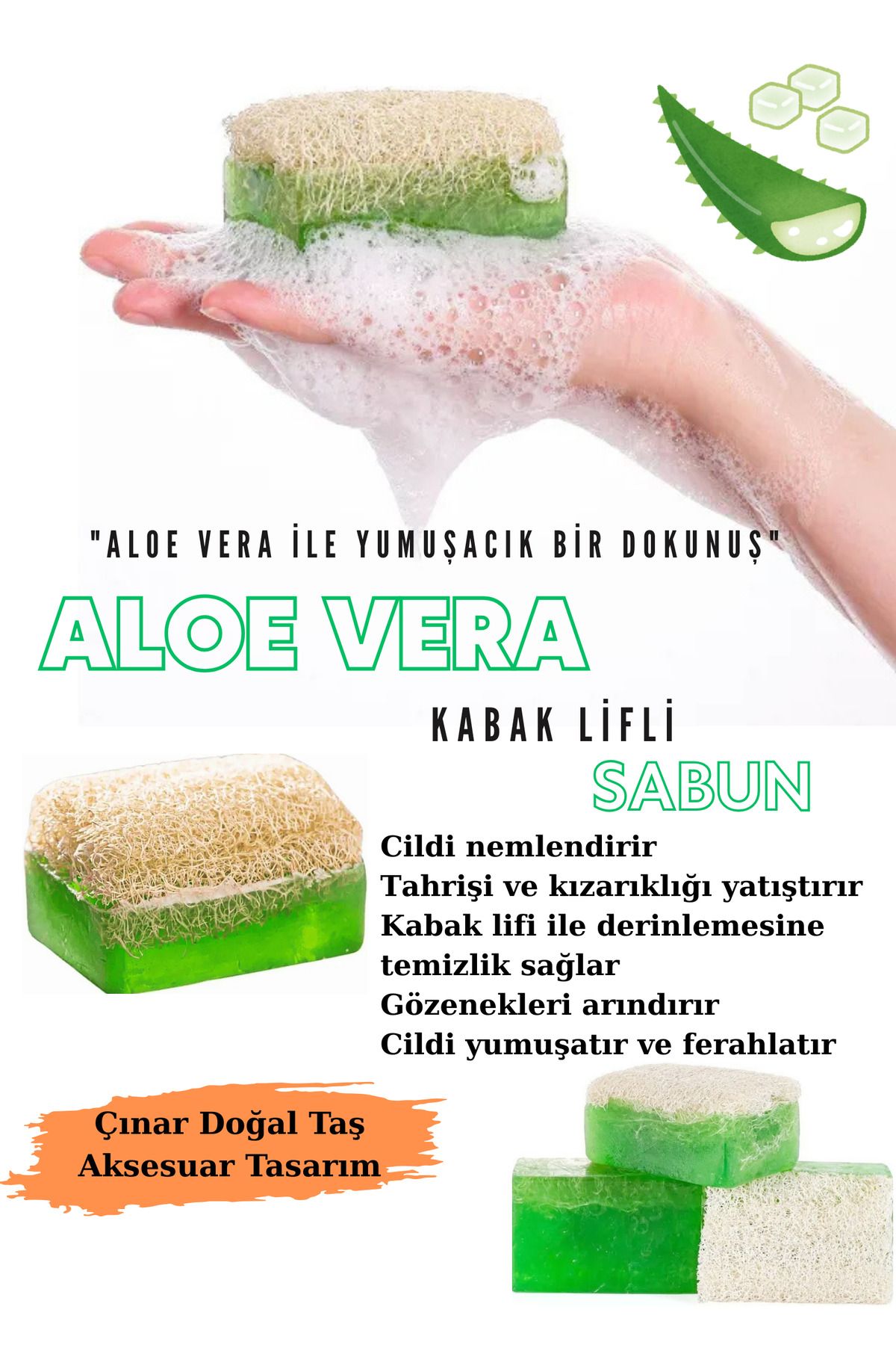Doğal Tasarım Aloe Vera Kabak Lifli Sabun