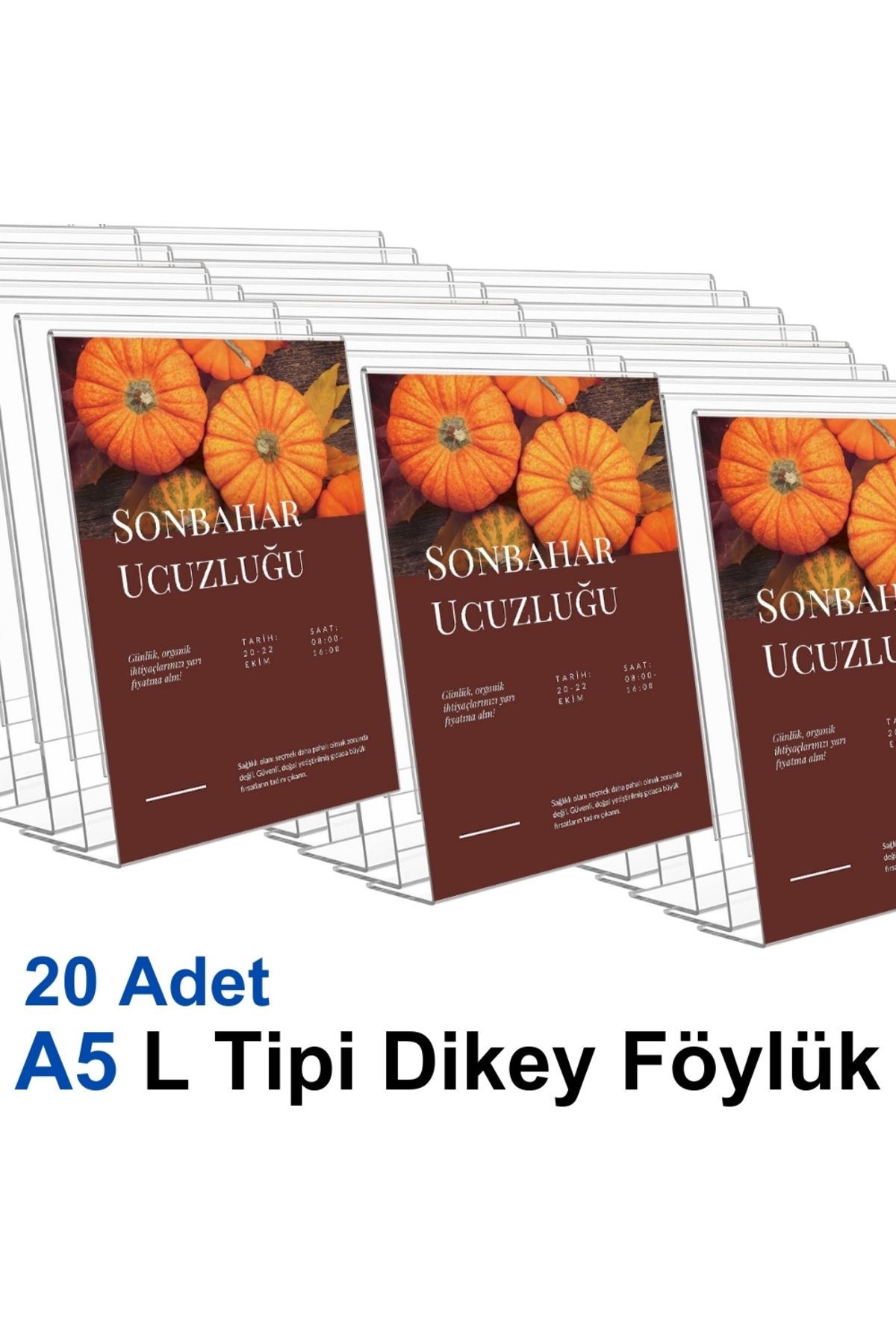 Karlobi A5 L Tipi Dikey Föylük - 20 Adet | Şeffaf Föylük | - | Pleksi Dosya |
