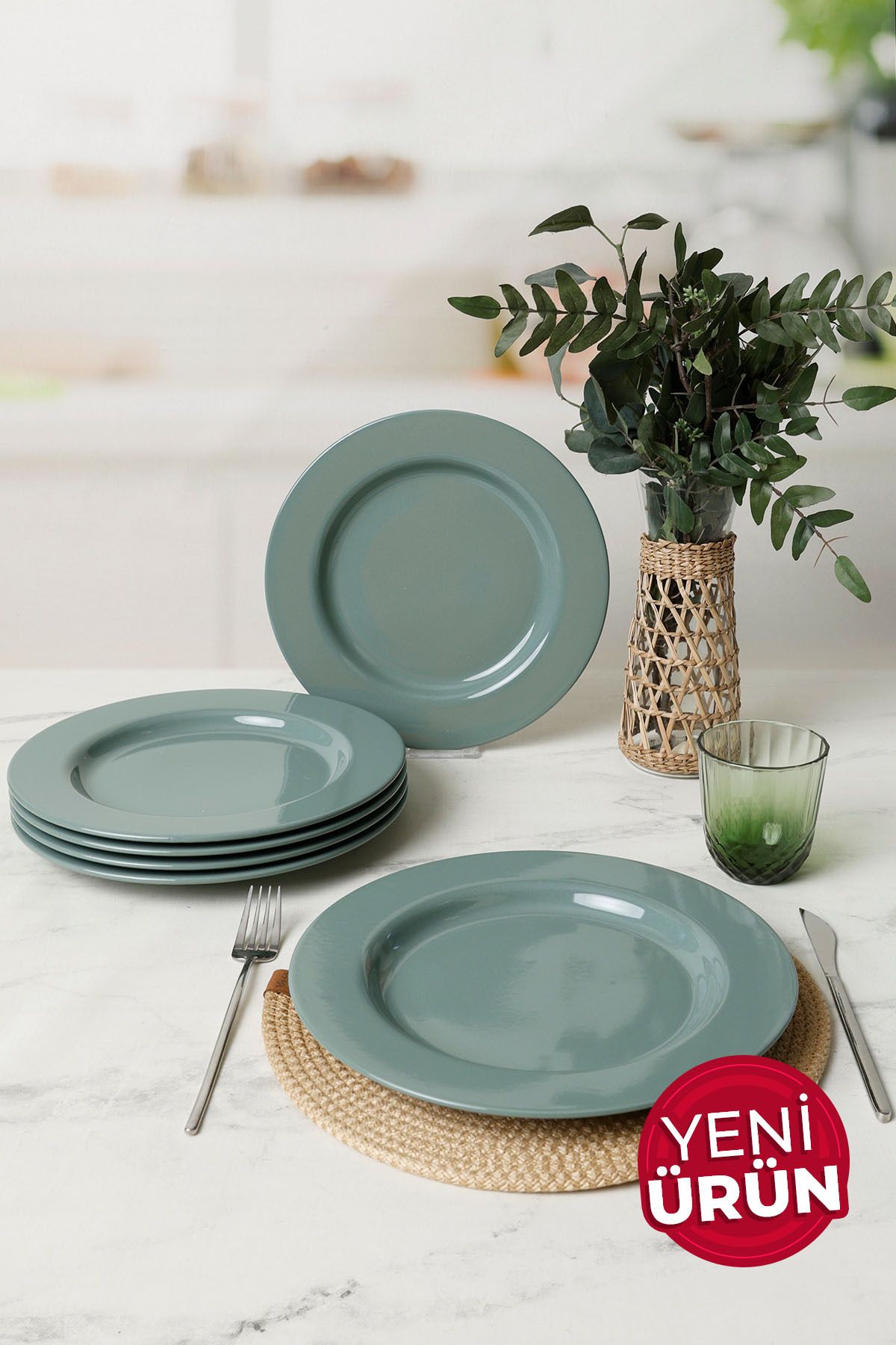 Keramika Yeşil Servis Tabağı 28 Cm 6 Adet 326