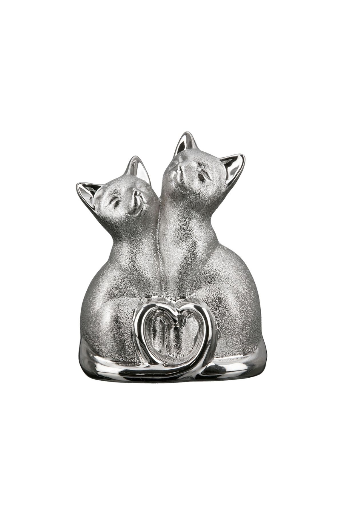 Gilde Gılde 2'Li Şekil Kedi Porselen Gümüş Renkli L.9 Cm W.16 Cm H.20 Cm