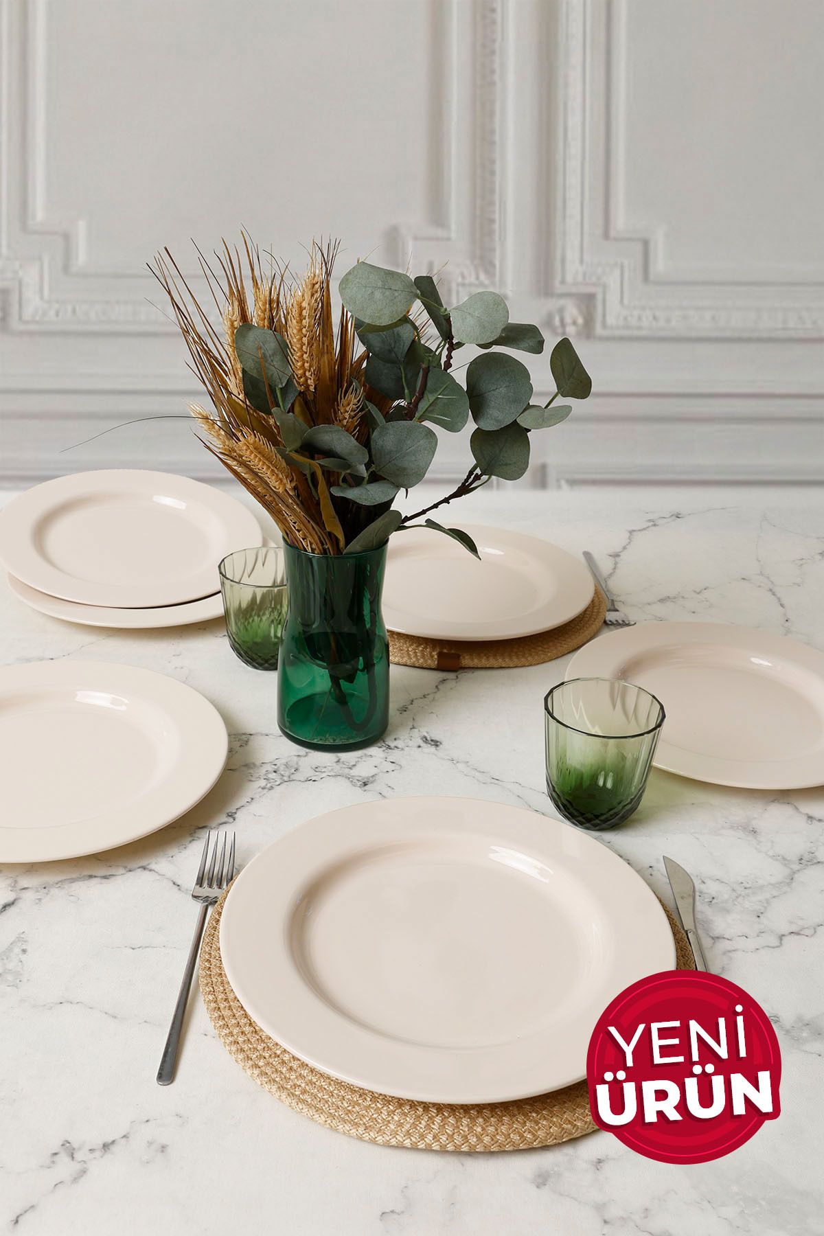 Keramika Krem Servis Tabağı 28 Cm 6 Adet 030
