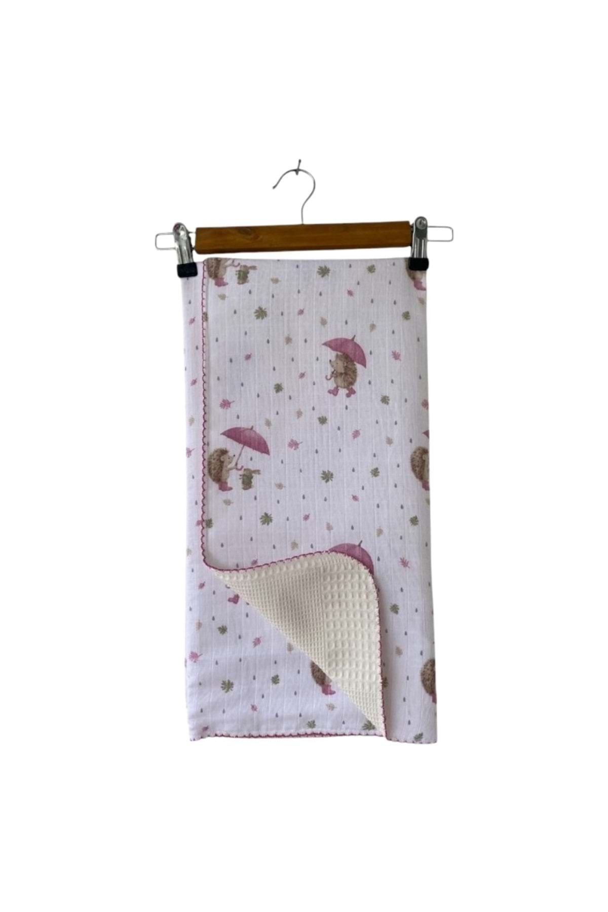gültekin bebe Şemsiyeli Kirpi Pikeli Müslin Battaniye 100x100-0525210 - PEMBE