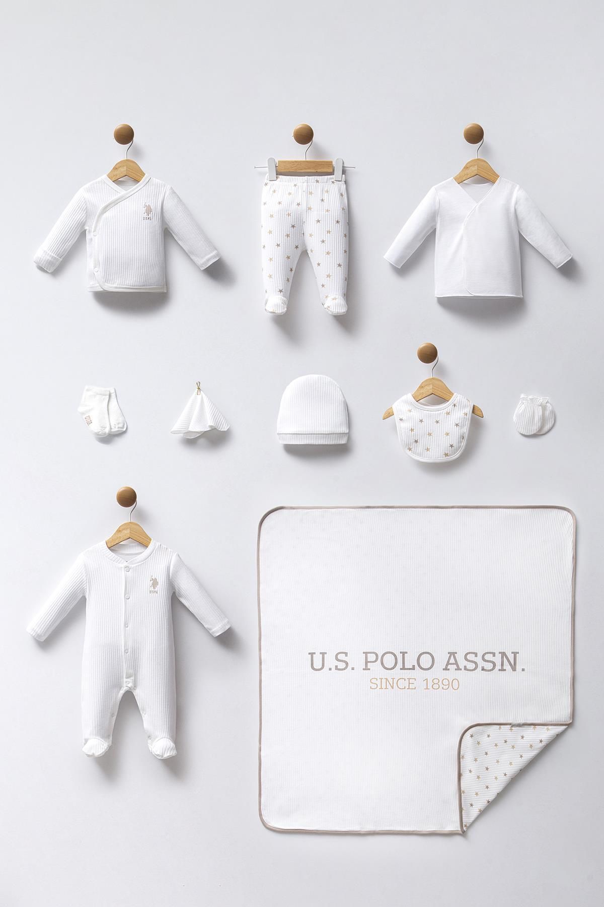 U.S. Polo Assn. U.S. Polo Assn. %100 Pamuklu Yenidoğan Bebek 10 Parça Hastane Çıkışı