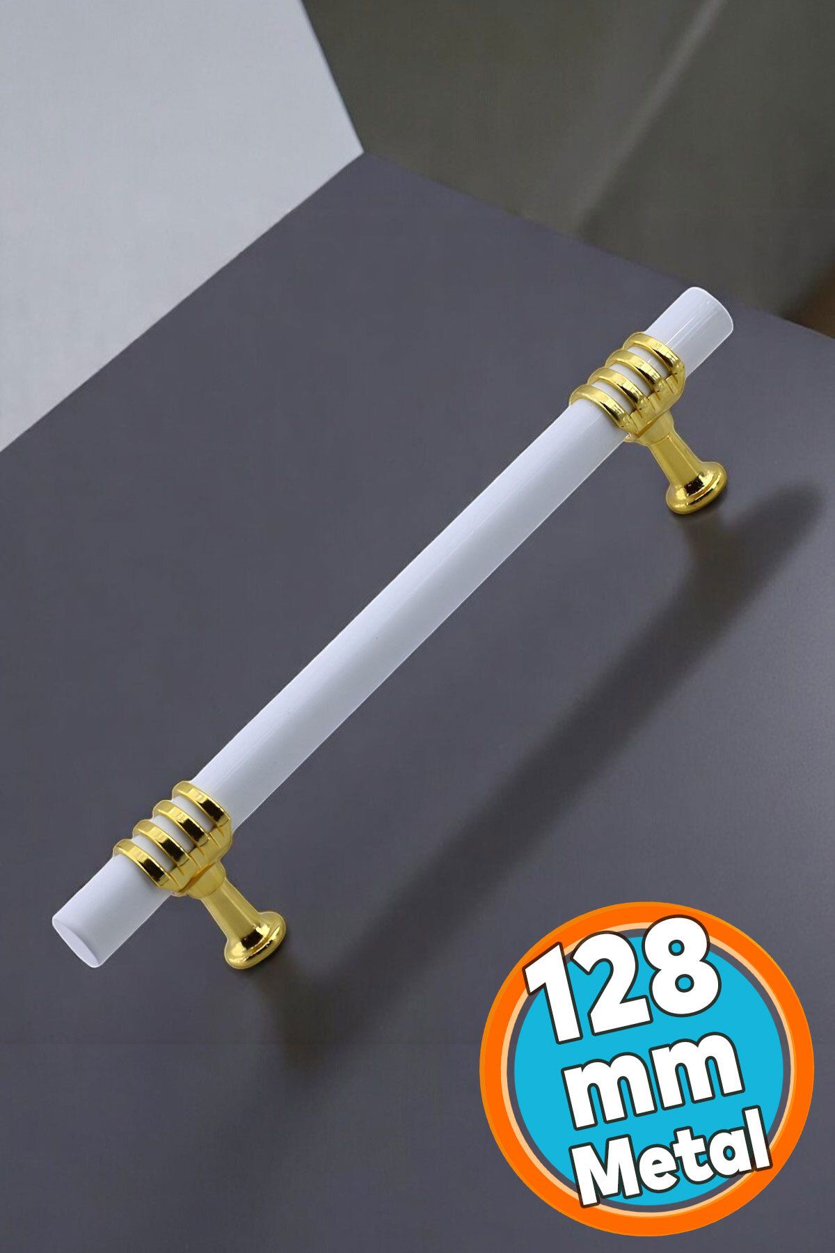 NZB Mobilya Mutfak Dolabı Çekmece Dolap Kulpları Kapak Kulpu Kulbu Beyaz Altın 160 mm Metal Kulp