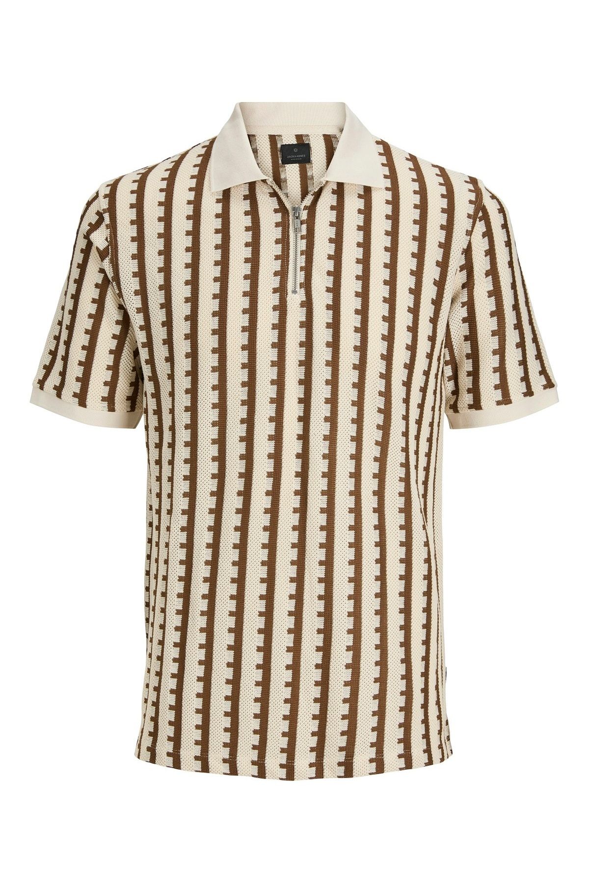 Jack & Jones JACK JONES Erkek Örme Fermuar Detaylı Polo Yaka Tişört 12276108