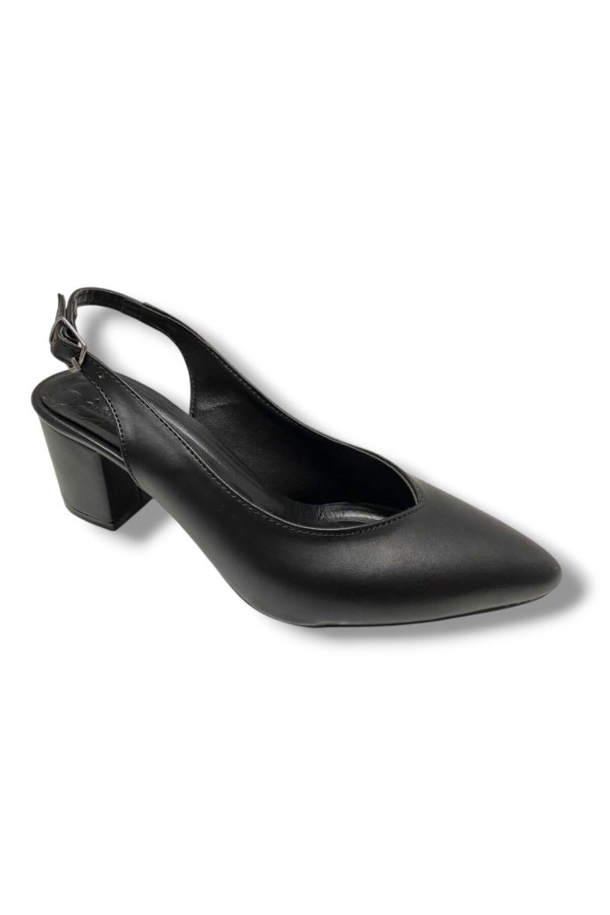 C shoes C-Shoes 111-25 Deri Sivri Burun Kalın Topuk Kadın Ayakkabı