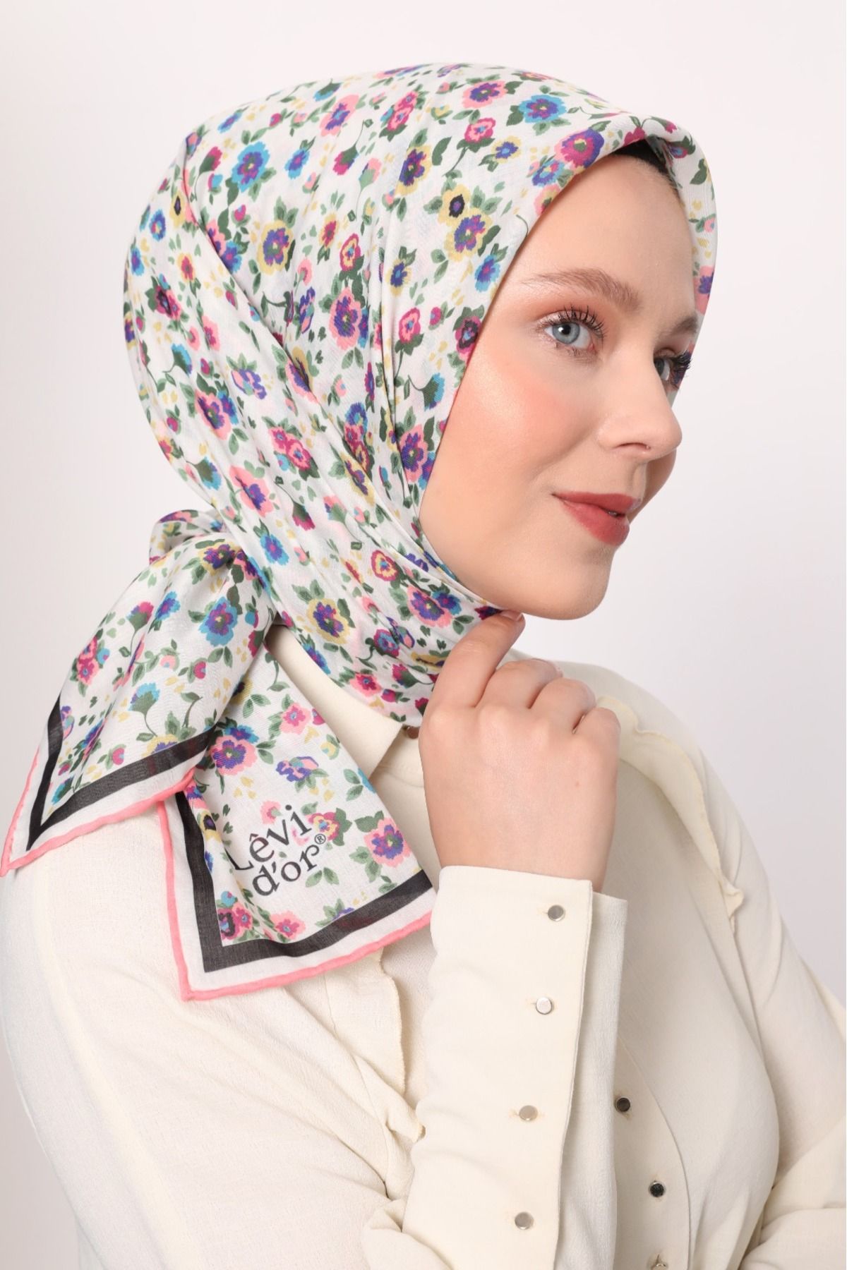 Levidor Çiçekli Desen Hafif Cotton Pamuk Eşarp