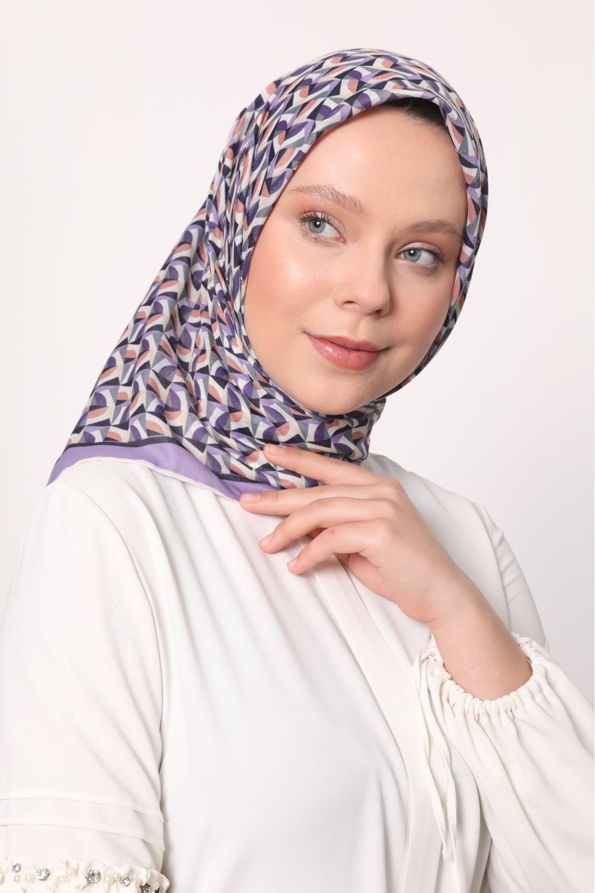 Levidor Geometrik Desen Hafif Cotton Pamuk Eşarp
