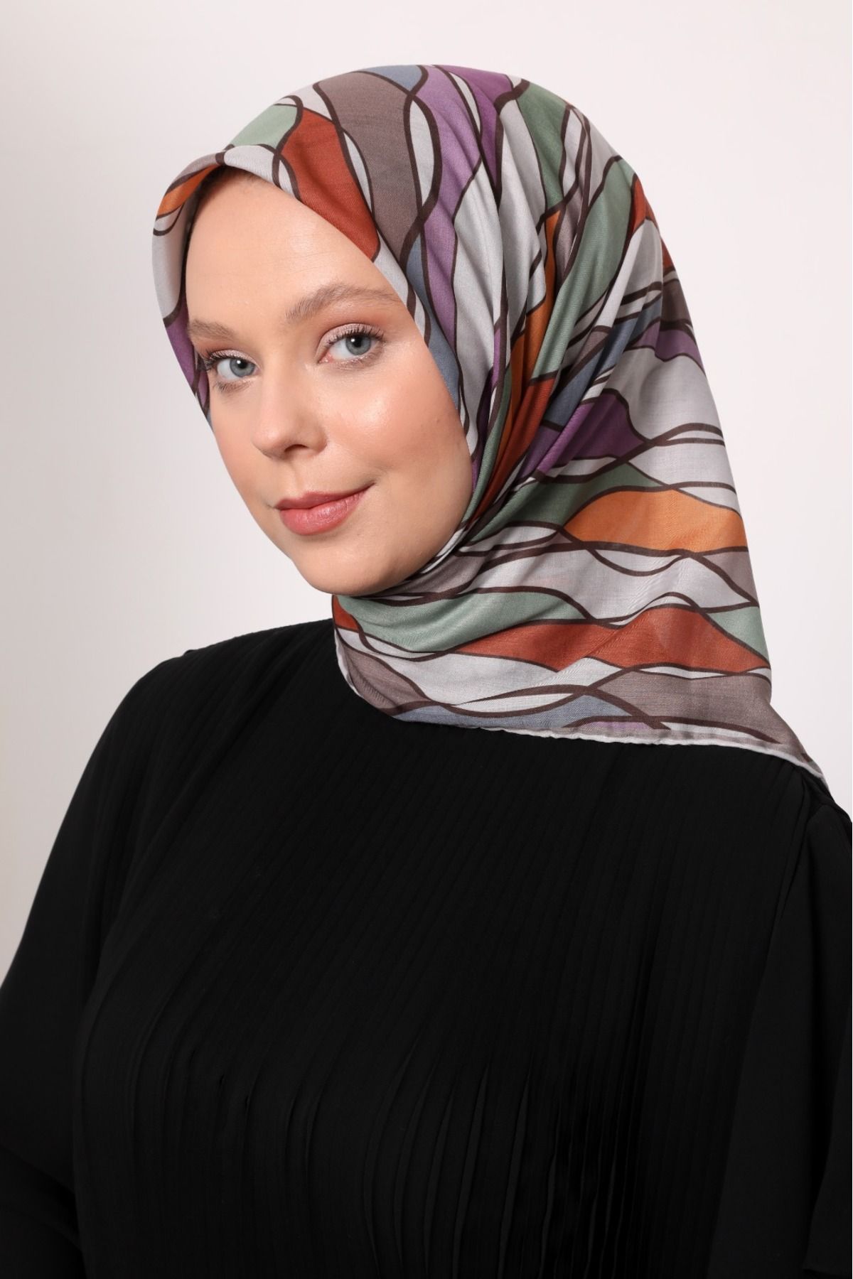 Levidor Geometrik Sarmal Desen Hafif Cotton Pamuk Eşarp
