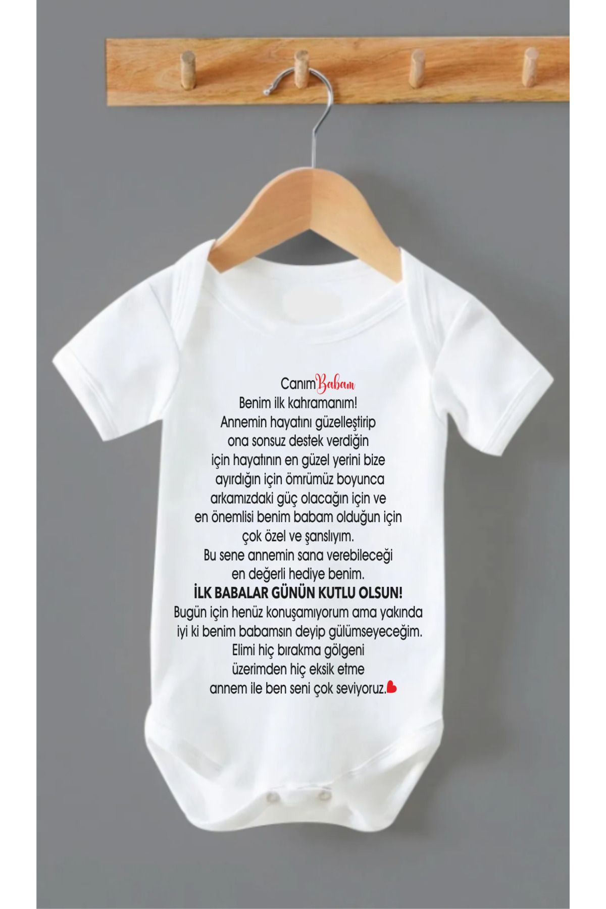 Outdoor One Organik %100 Pamuk İlk Babalar Günü Baskılı Bebek Body