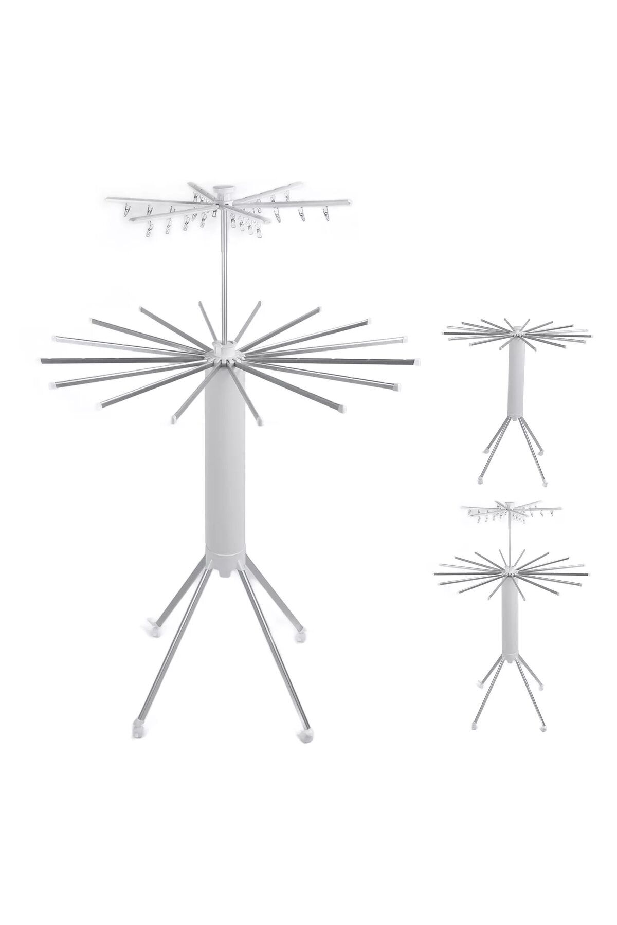 MACVI Uscator De Rufe Vertical Macvi , 2 Nivele, Pliabil, Mobil, Suport Umerase, 16 Tije, 24 Cleme, 170 Cm - One Size