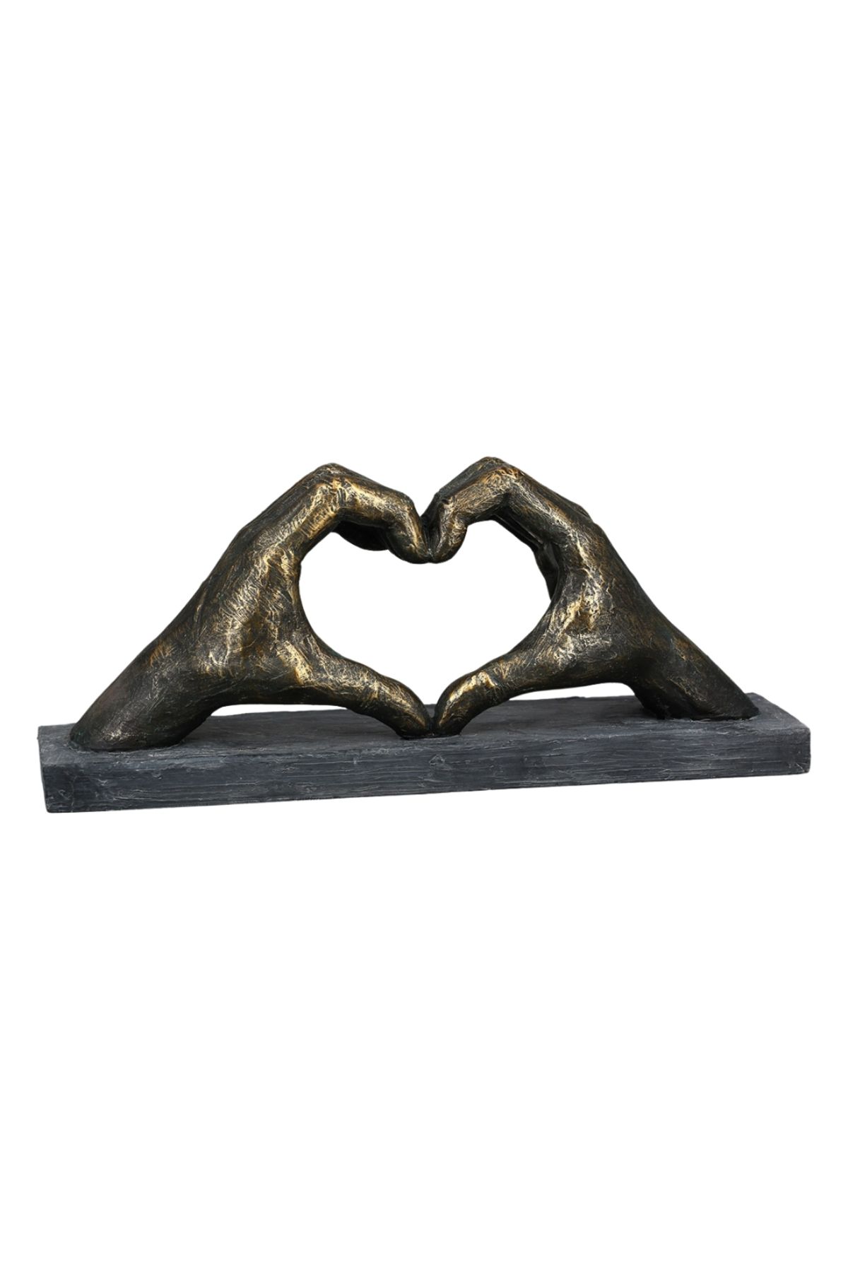 Gilde Gılde Heykel Kalp El Motifi Polyester Bronz Renkli L.10 Cm W.36 Cm H.15 Cm