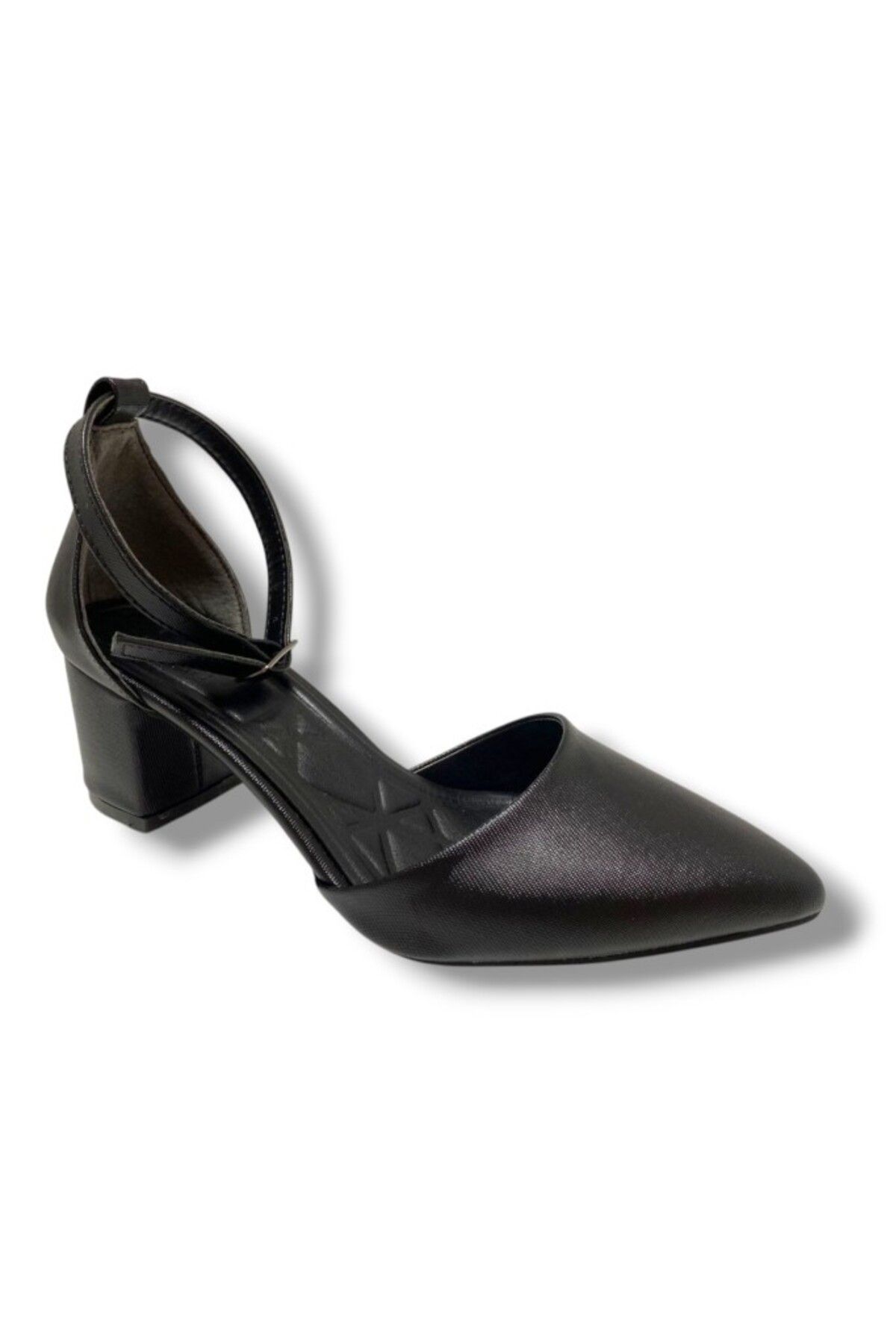 C shoes C-Shoes 104-25 Şanel Yanları Açık Kalın Topuk Kadın Ayakkabı