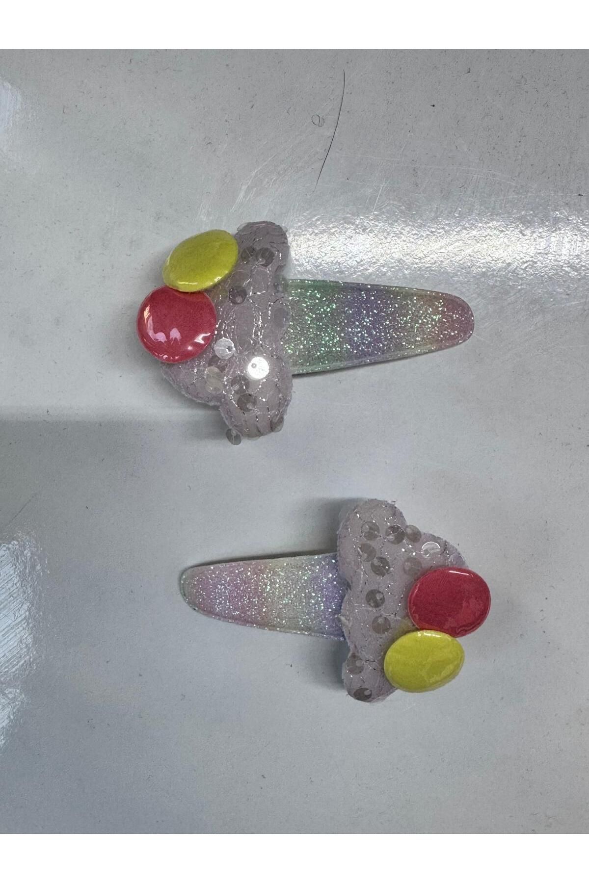 Motebarn Wear Kız Çocuk 2 'li Dondurmalı Klips Toka Mor