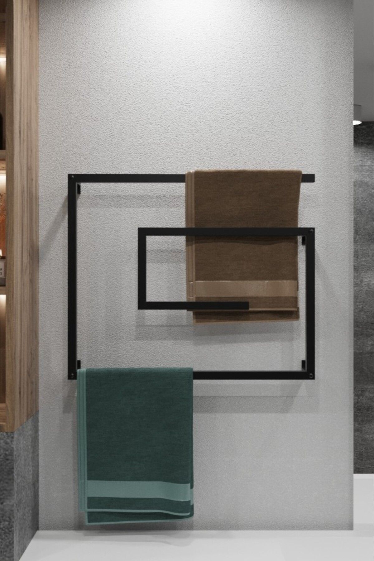 Grandmix Duvar Montajlı Modern Minimalist Banyo Havluluğu Metal Banyo Havlu Askısı Banyo Toparlayıcı