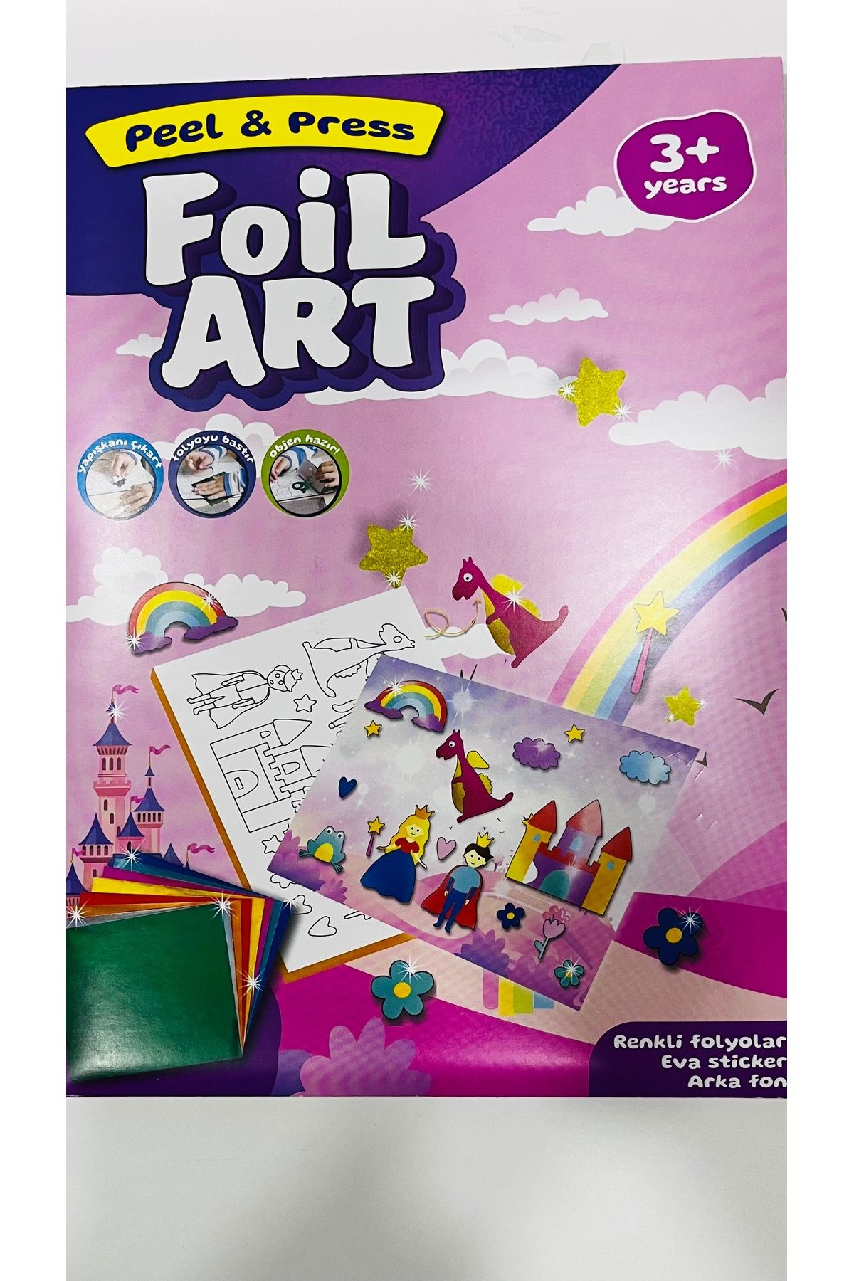 karinabest Foil Art Peel & Press Renkli Folyolar Eva Sticker Arka Fon 3+ Yaş creativity with Rainbow World