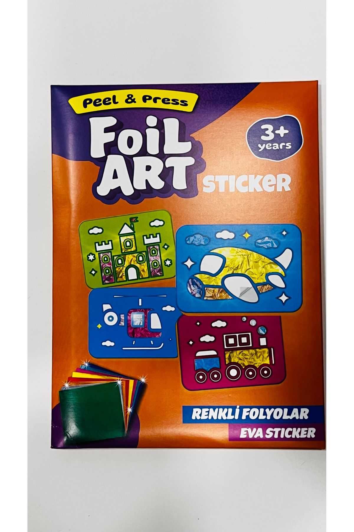karinabest Foil Art Peel & Press Renkli Folyolar Eva Sticker Arka Fon 3+ Yaş Turuncu Paket