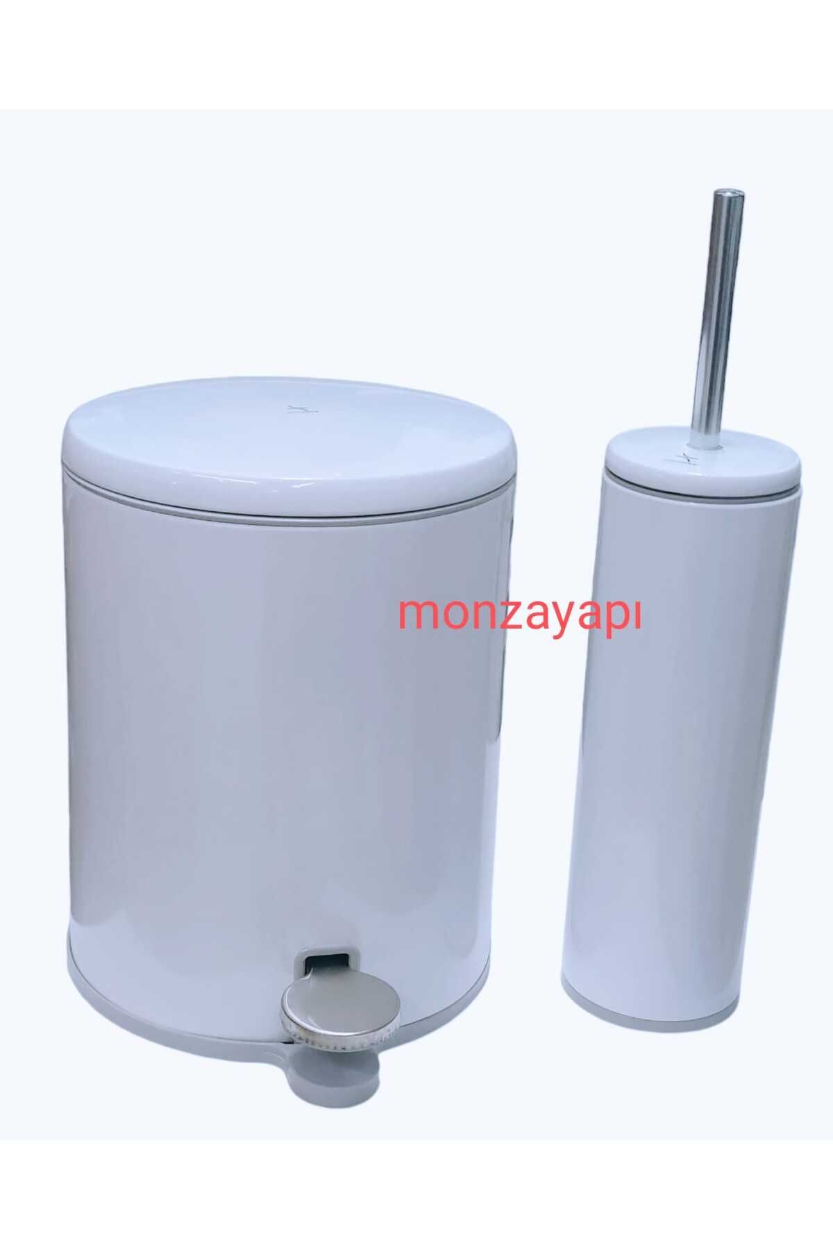 pirimanova Nova Çelik Çöp Kovası Soft Ve Wc Tuvalet Fırçası Beyaz