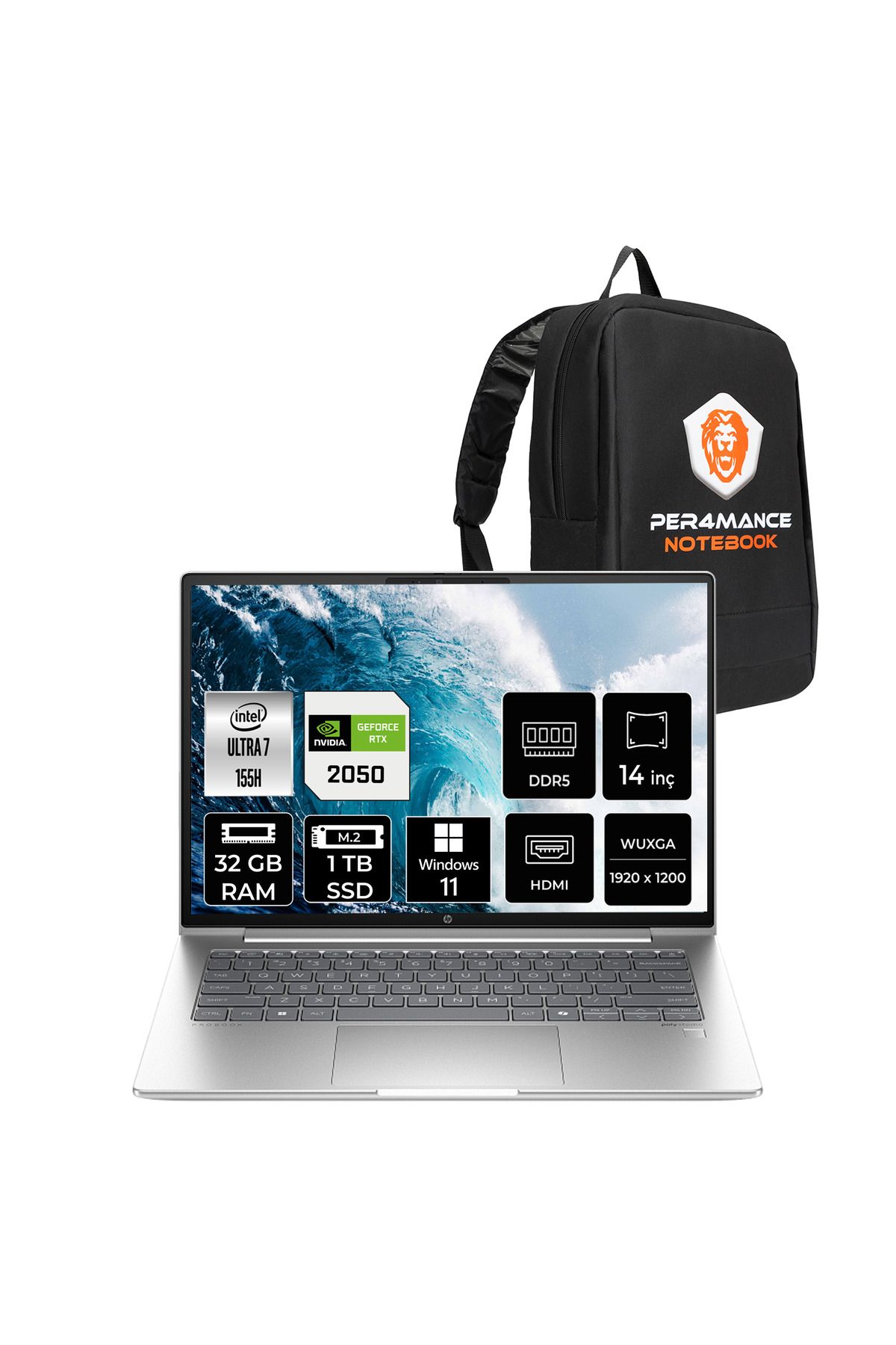 HP ProBook 440 G11 Ultra7 155H 32GB 1TB SSD RTX2050/4GB 14'' WUXGA W11H Dizüstü Bilgisayar & ÇANTA