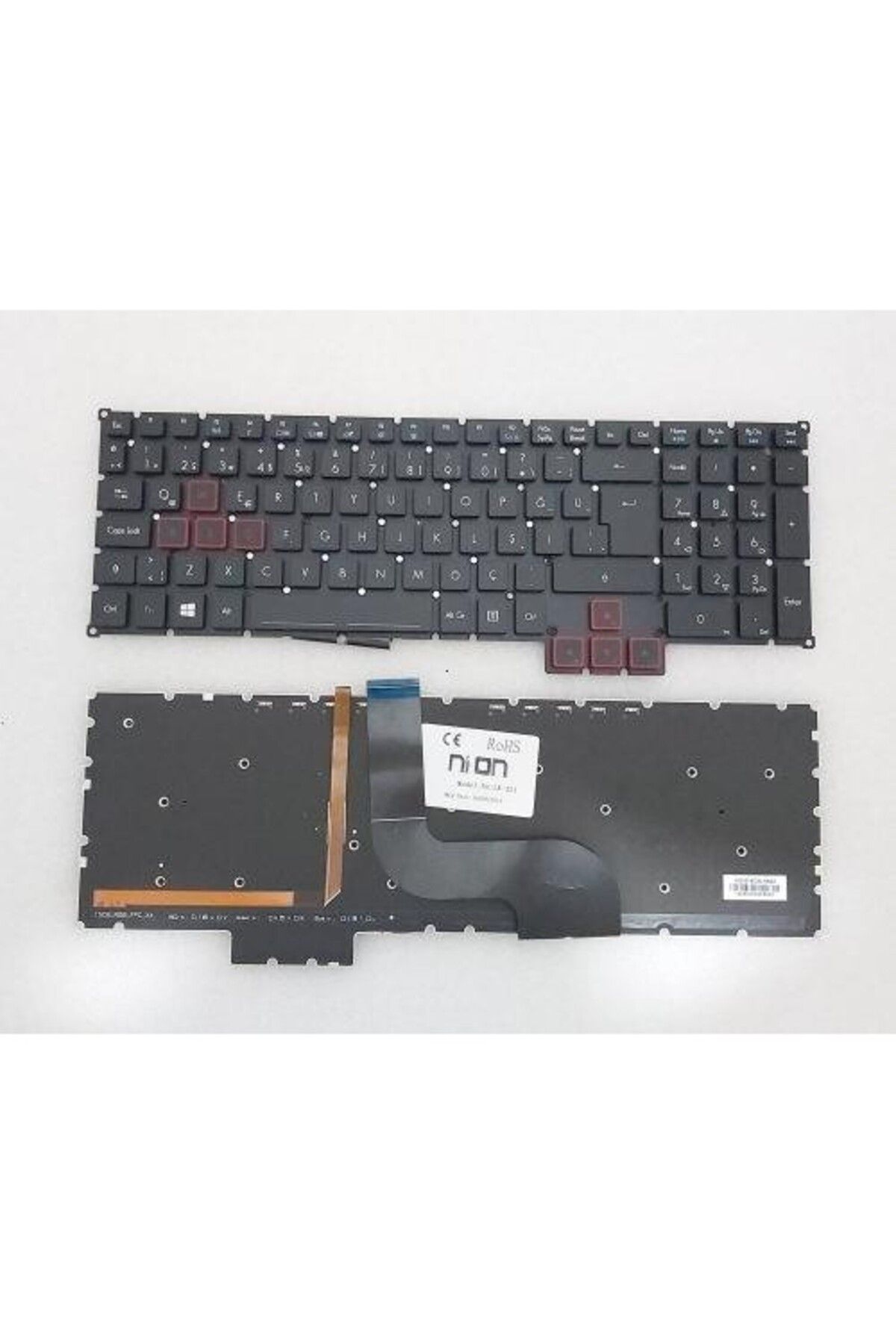 NION Acer Predator G9-593-72VT Predator G9-593-74UM uyumlu Notebook Klavye (Siyah Aydınlatmalı TR)