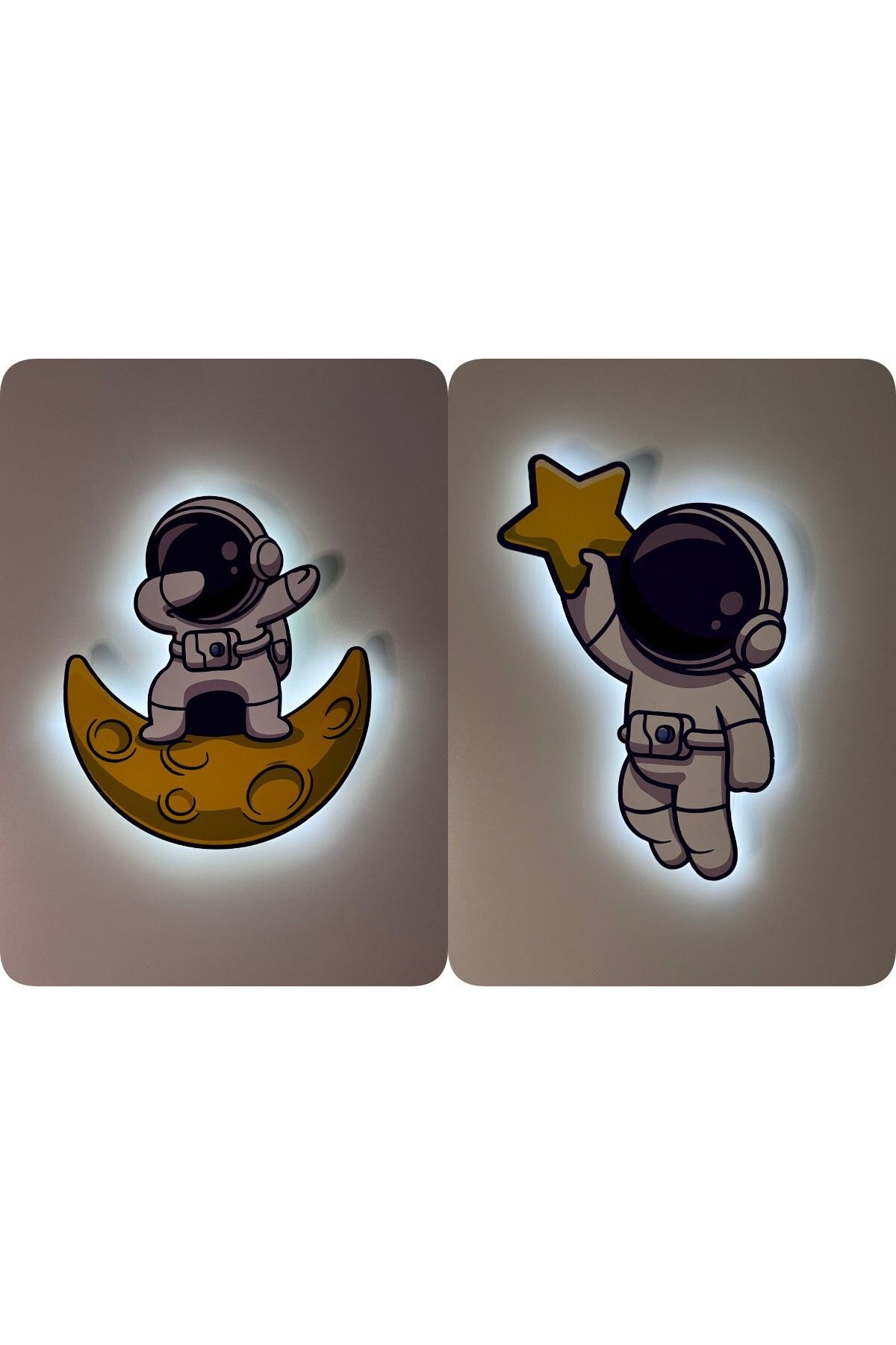 UViolets Dekoratif Baskılı Astronotlu Çocuk Odası Gece Lamba (2'Lİ ÜRÜN)